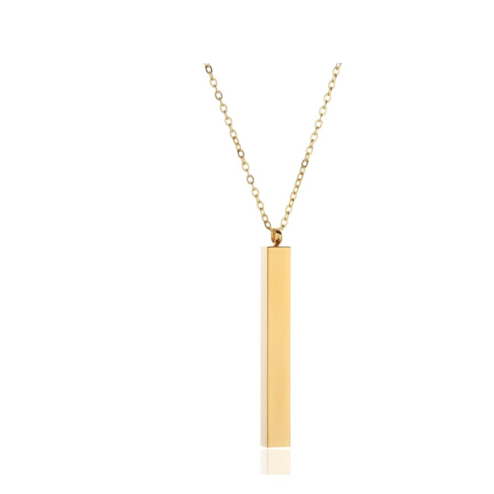 18K Yellow Gold Filled 40mm Vertical Bar Pendant Necklace, Nickel/Lead-Free G119