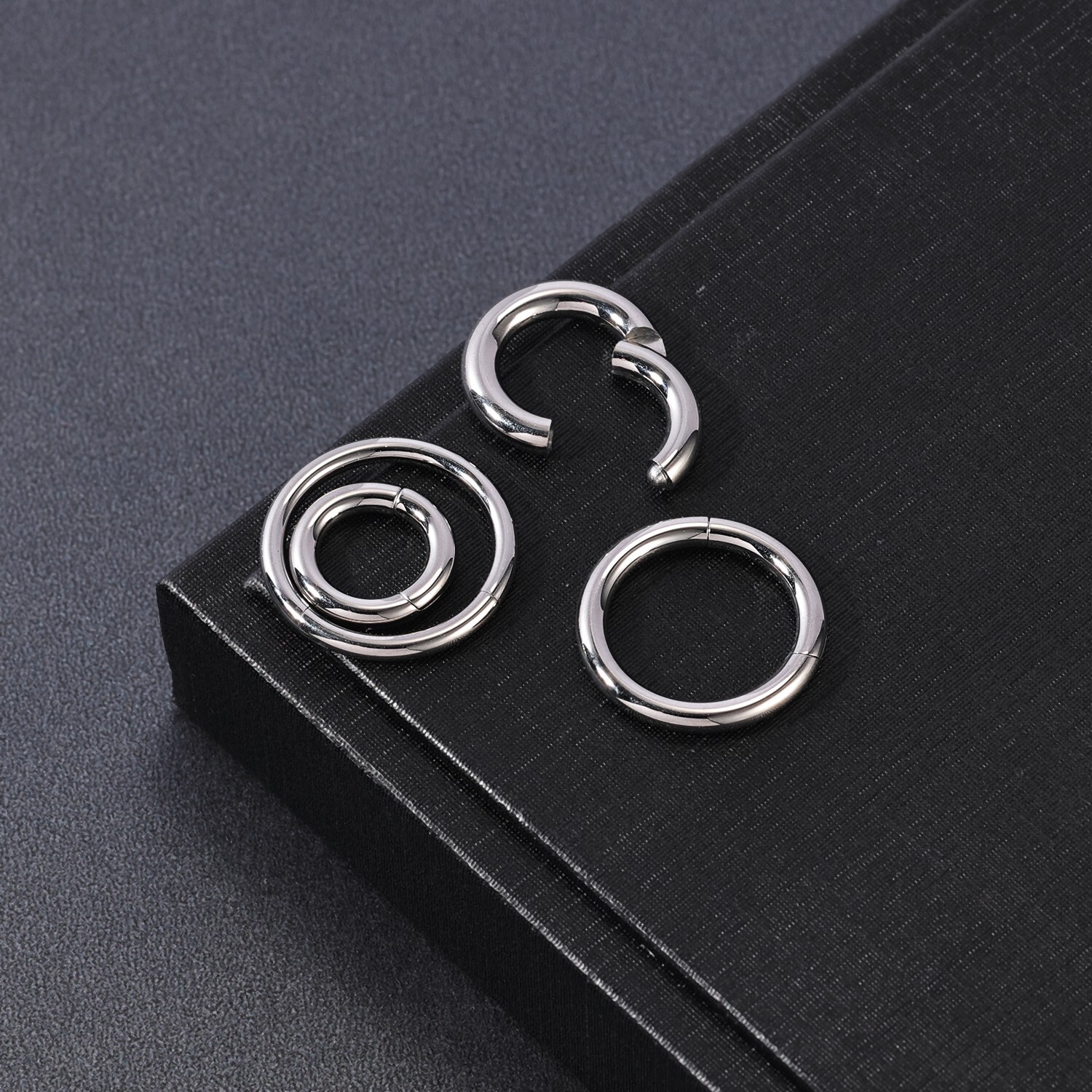 2G-12G Titanium Hinged Large Septum Ring Clicker Ear Gauge Hoop Earring Jewelry