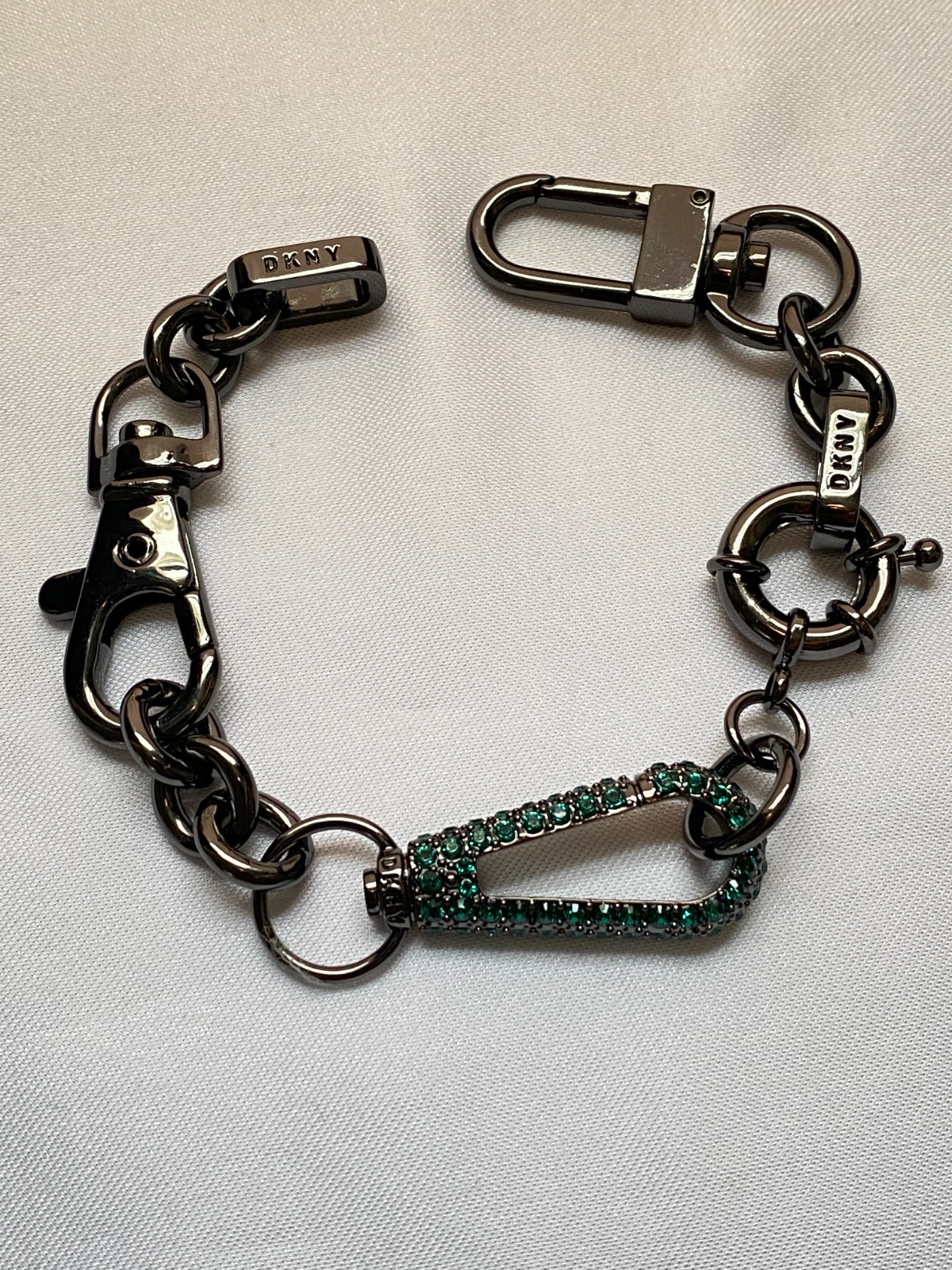 DKNY Gun Metal Plated Mixed Clasps Bracelet with Crystal from Swarovski
