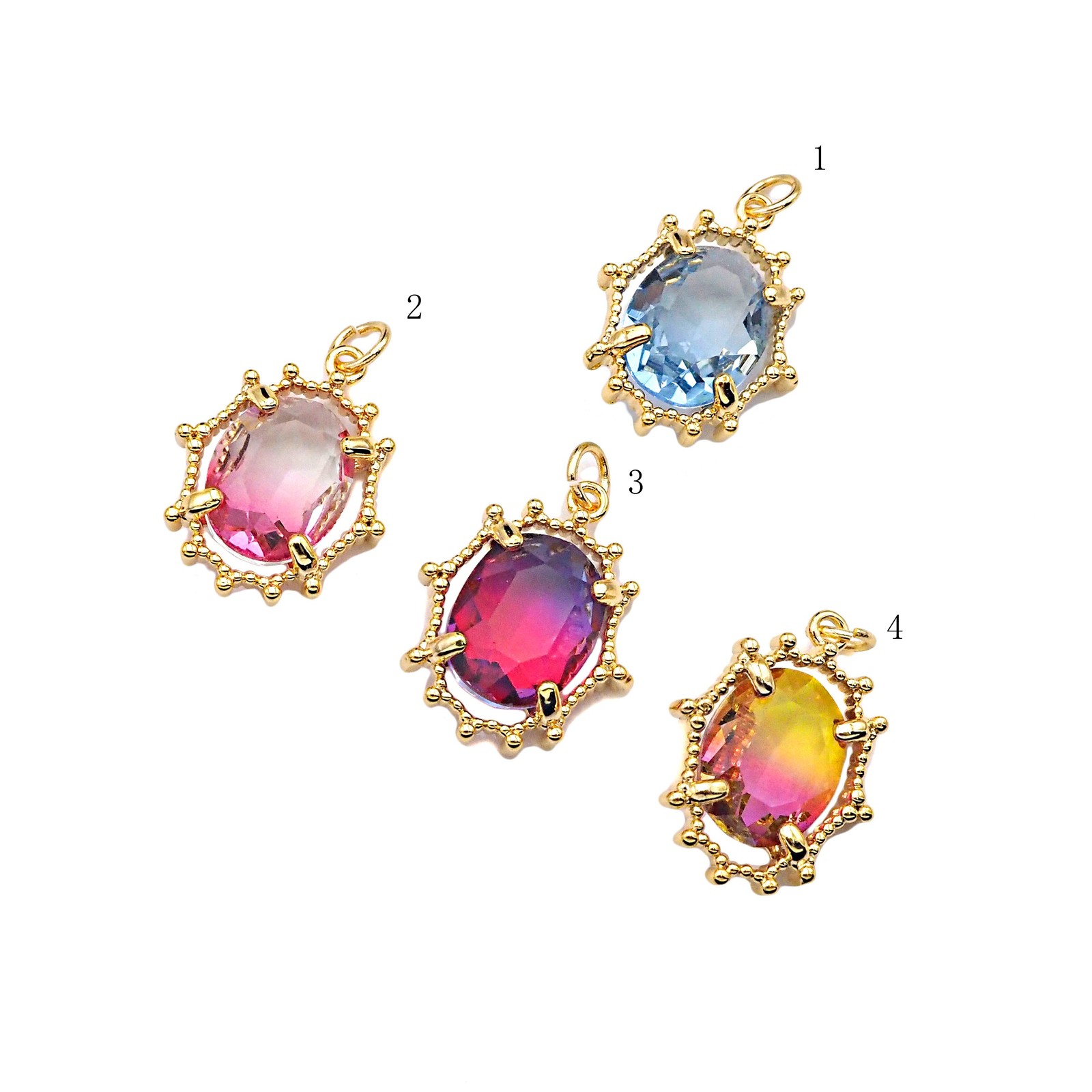 Gold Filled Colorful Quartz Oval Shape Pendant, 14K Gold Filled Quartz Charm,