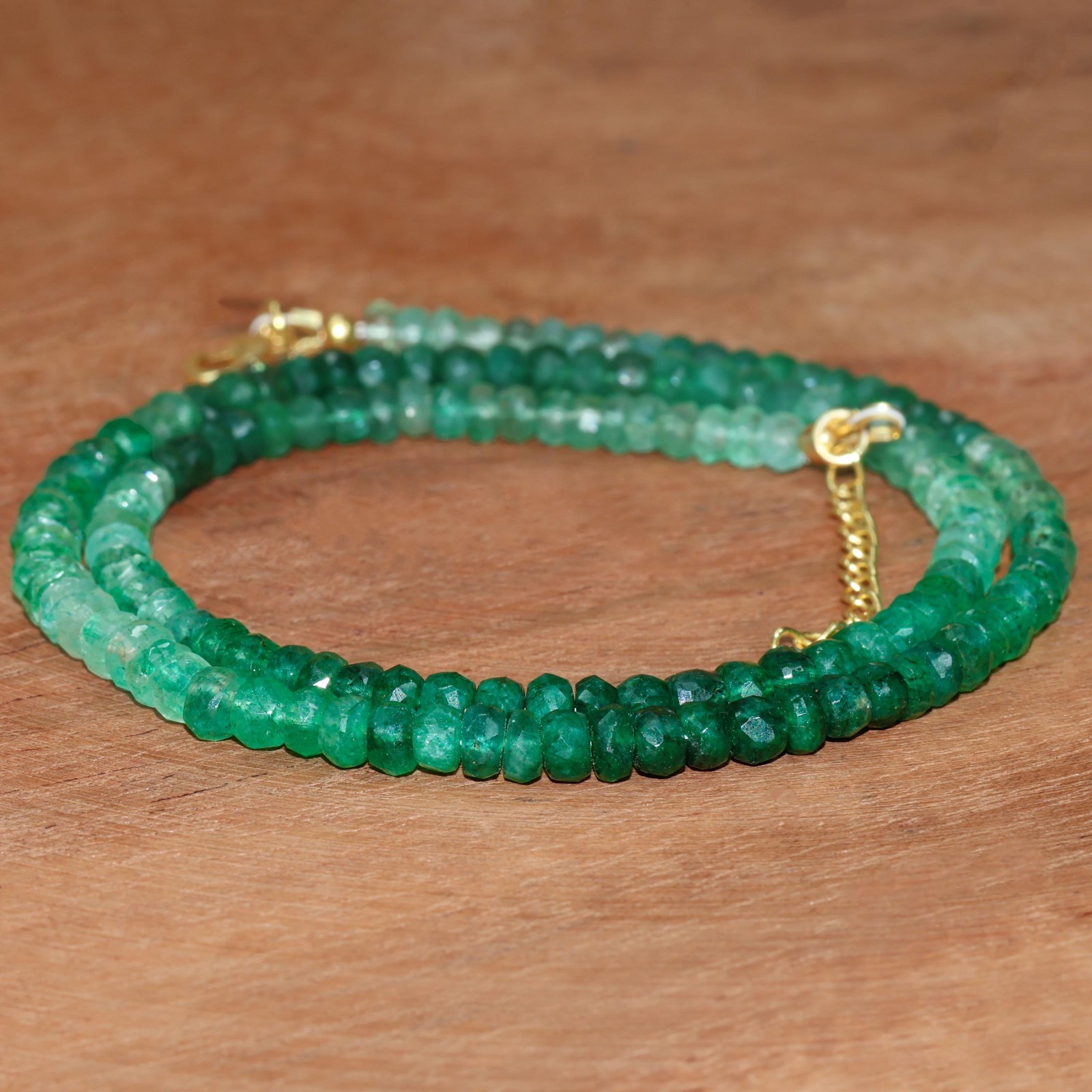 Genuine Faceted Emerald Gemstone Beads Necklace, Green Emerald Beaded Necklace
