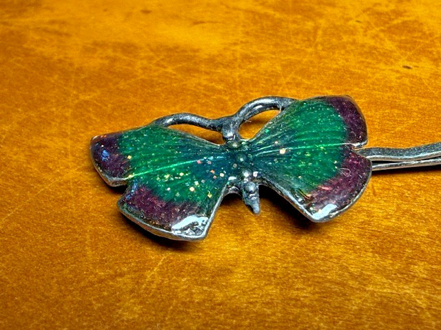 Cloisonne Butterfly Hair Bobby Pins (2): Enamel Traditional Jewelry