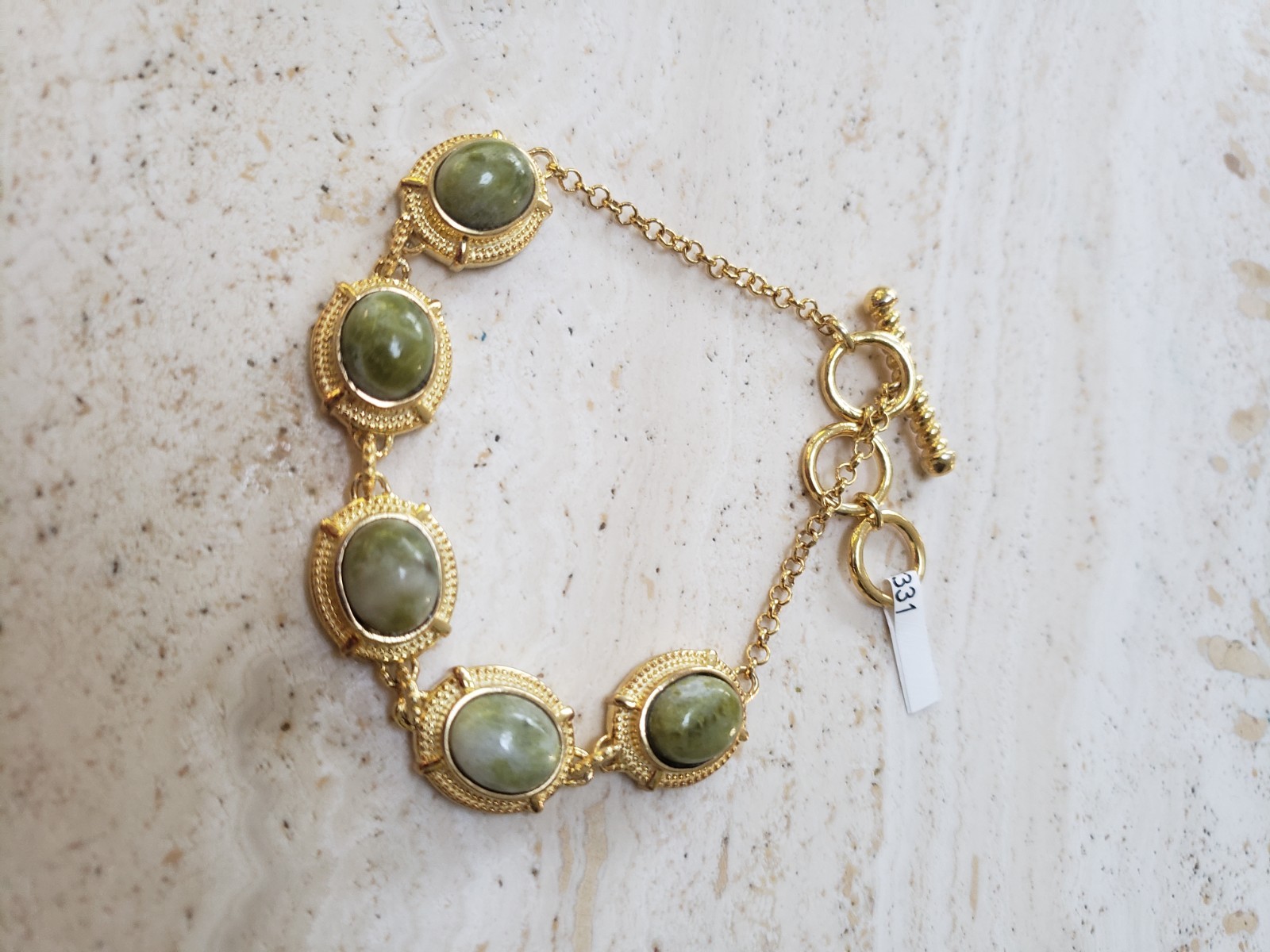 Natural Irish Marble, Adjustable Bracelet size 15cm/ 6″ to 20cm/ 7.5″- New.