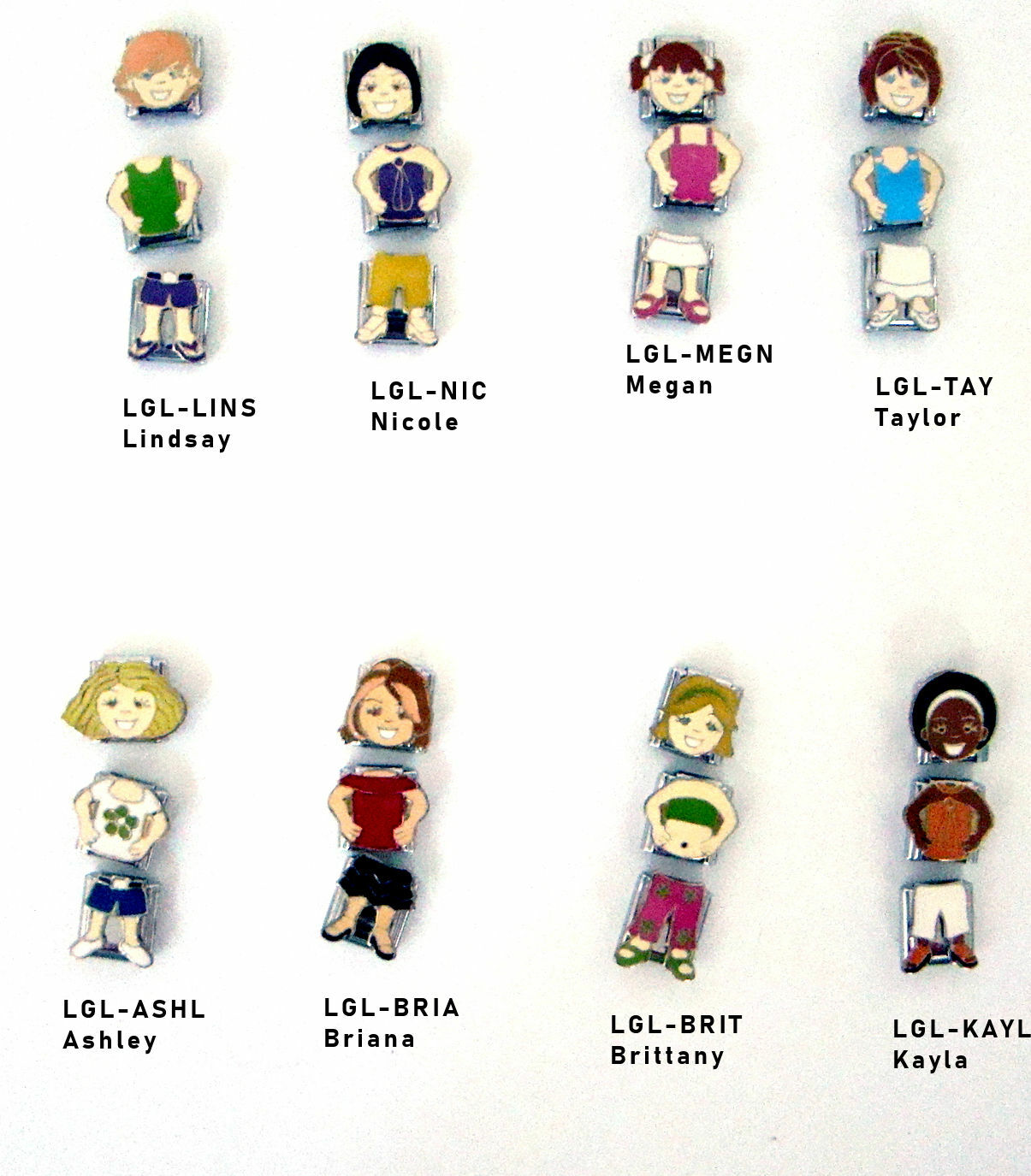 Stainless Steel 9MM Italian Charms 3 Part Charm Girls in Cute Outfits U PIK