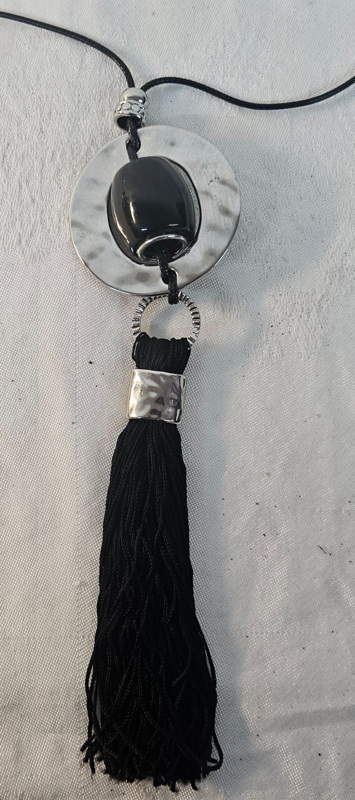Silvertone Big TASSLE Pendant Fashion Necklace