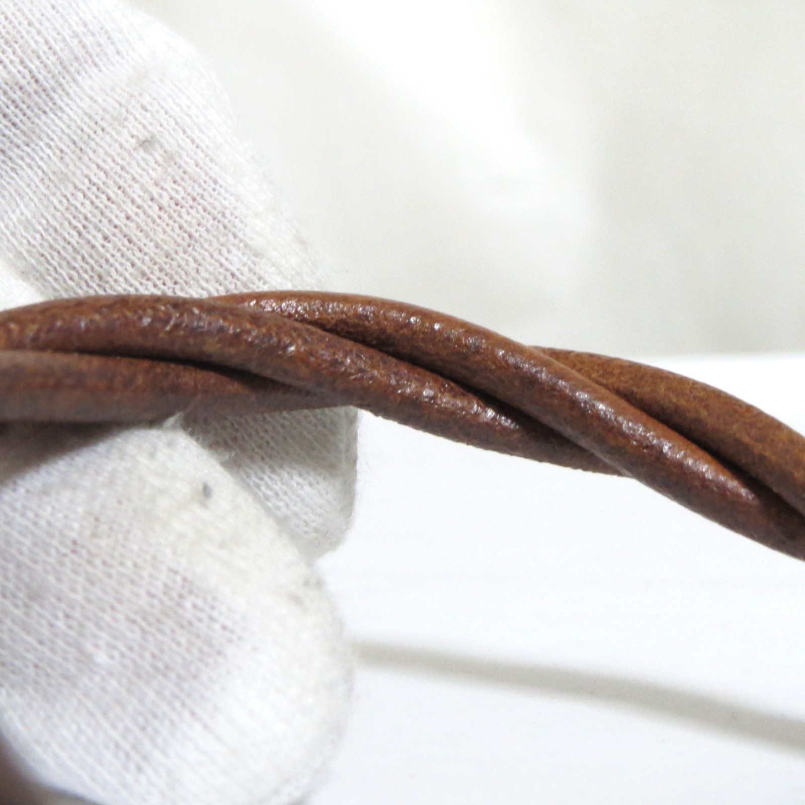 Authentic HERMES Tornado Bangle Bracelet Brown Leather 17.3cm/6.8″ in Box