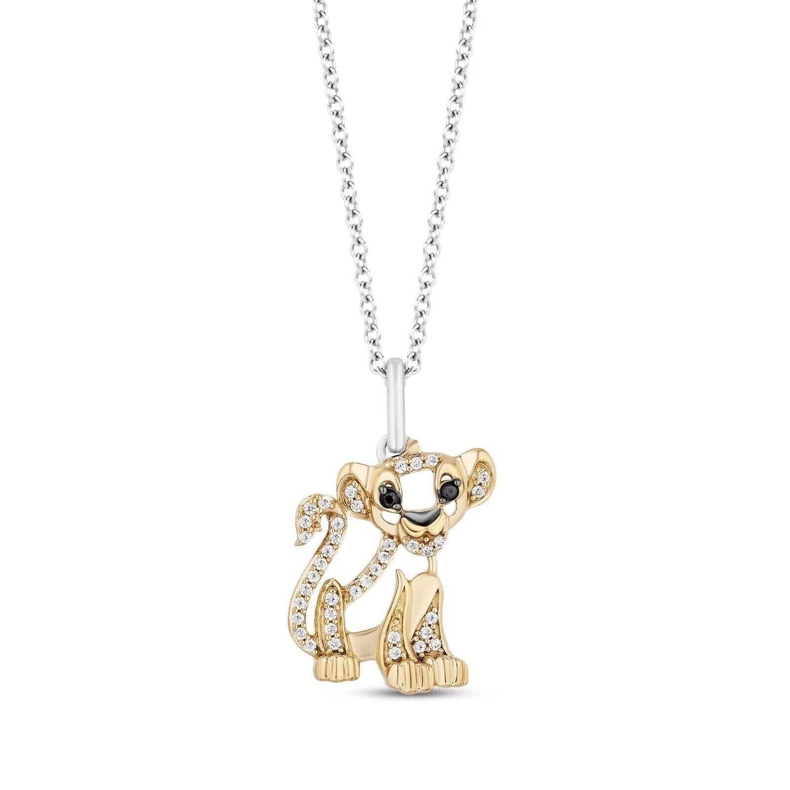 Simulated Diamond 0.15Ct Round Lion King “Simba” Pendant 14k Yellow Gold Plated