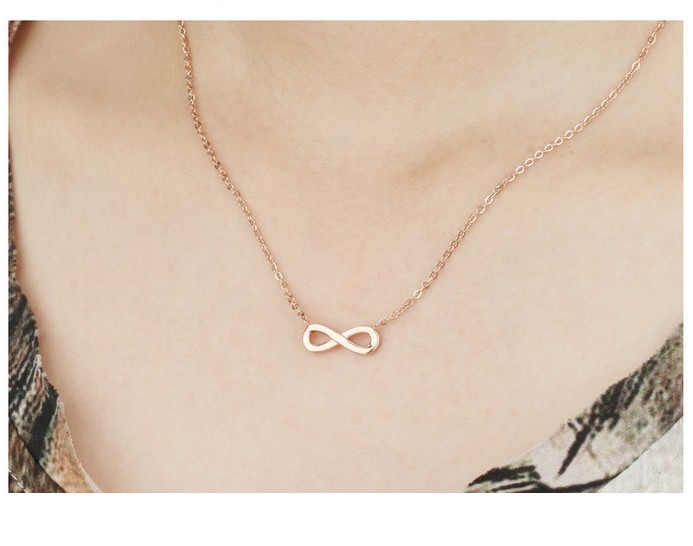 18″ Silver Rose Gold Stainless Steel Love Infinity Symbol 8 Pendant Necklace PE6