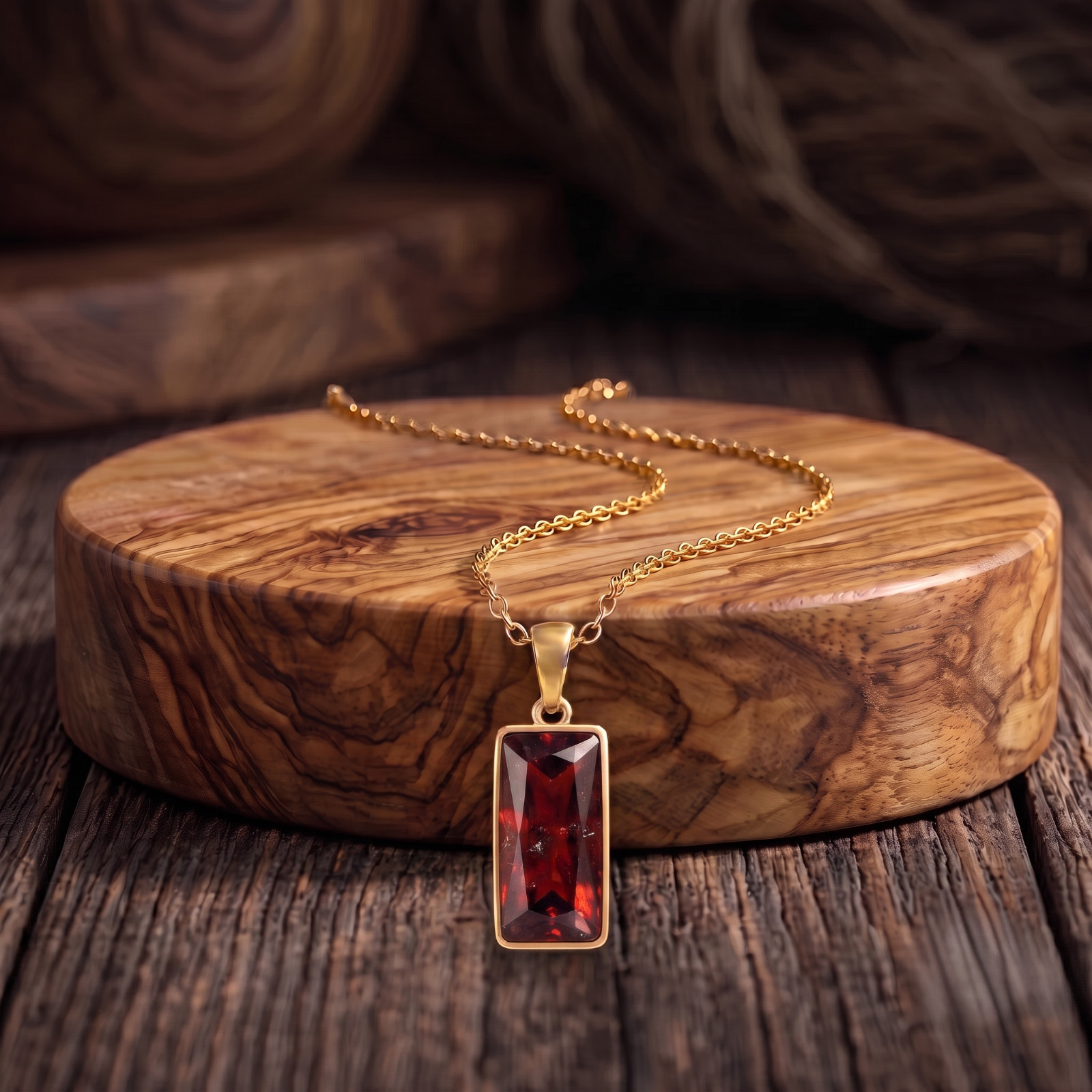 14k Gold Filled Red Garnet Pendant January Birthstone Minimal Women’s Jewelry