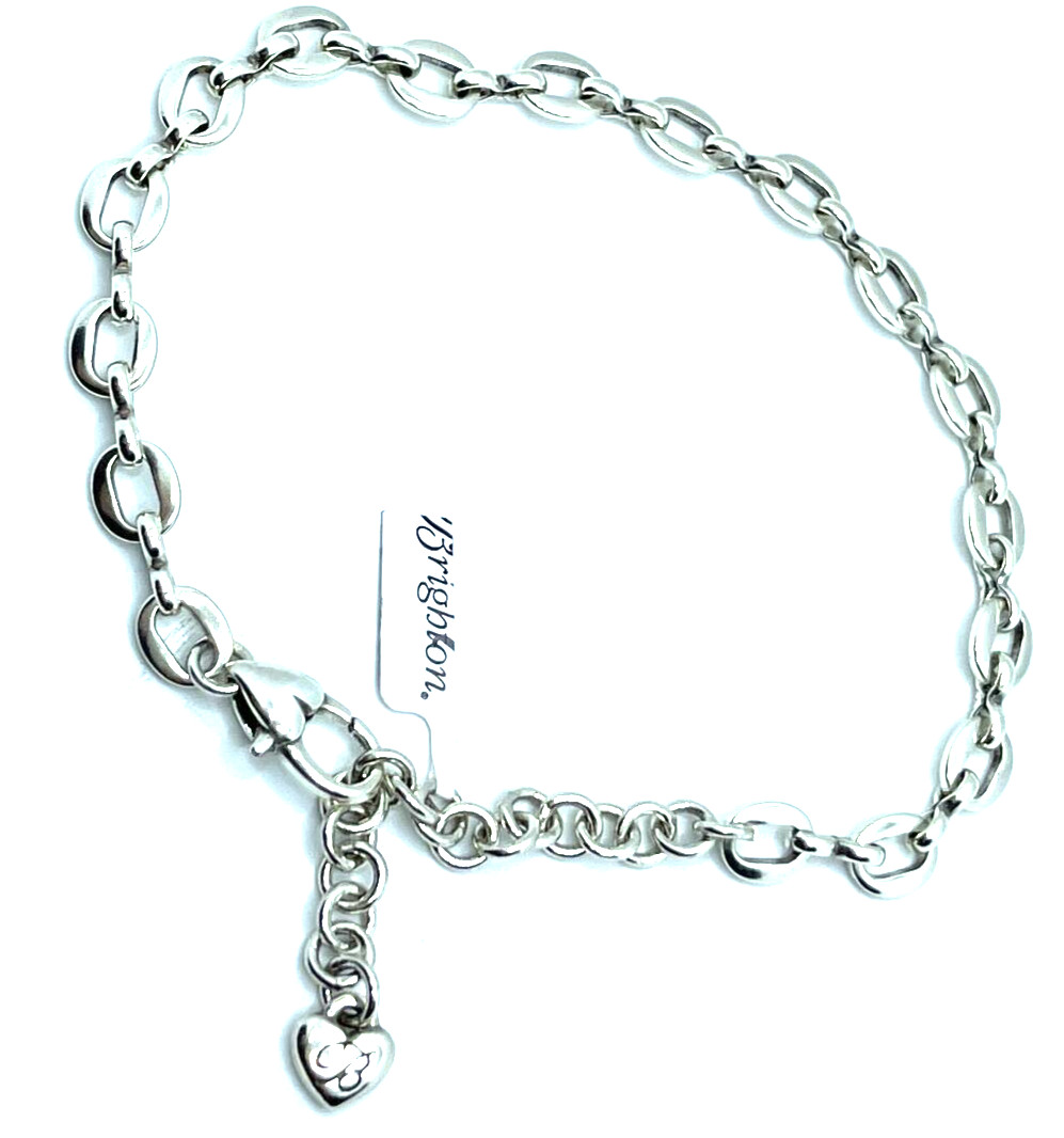 Brighton Delicate Oval Linked Chain Bracelet or Anklet Excellent Silver 10″ NWT