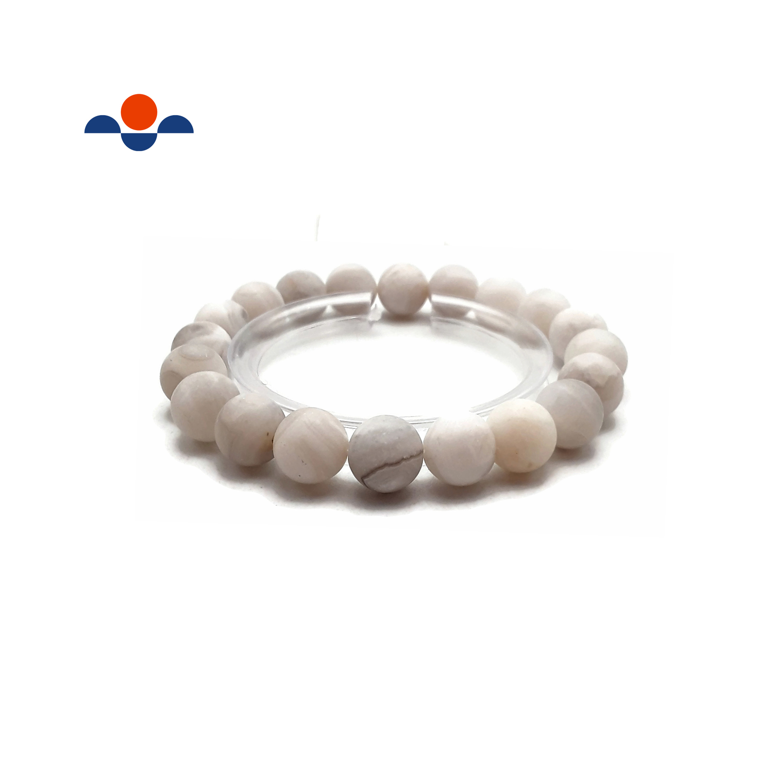 White Agate Bracelet Matte Round Size 8mm 10mm 7.5″ Length