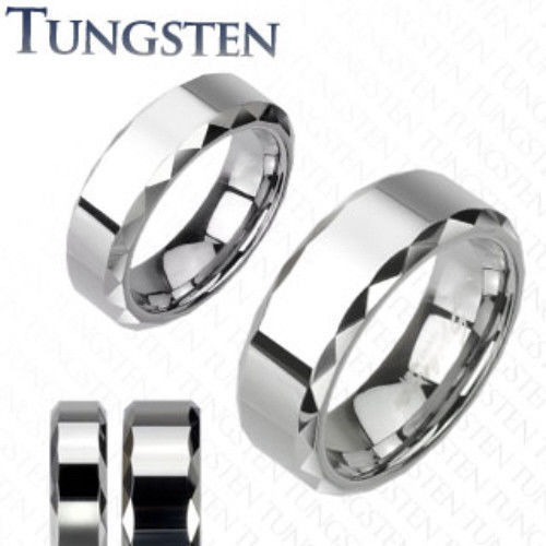 Tungsten Carbide Ring Polished Finish Prism Edge Size 5,6,7,8,9,10,11,12,13(f60)