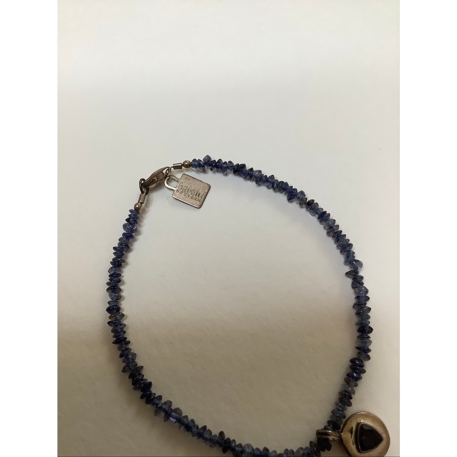 Baroni Sterling Silver Blue Sapphire Iolite Gemstone Dainty Beaded Bracelet A7-2