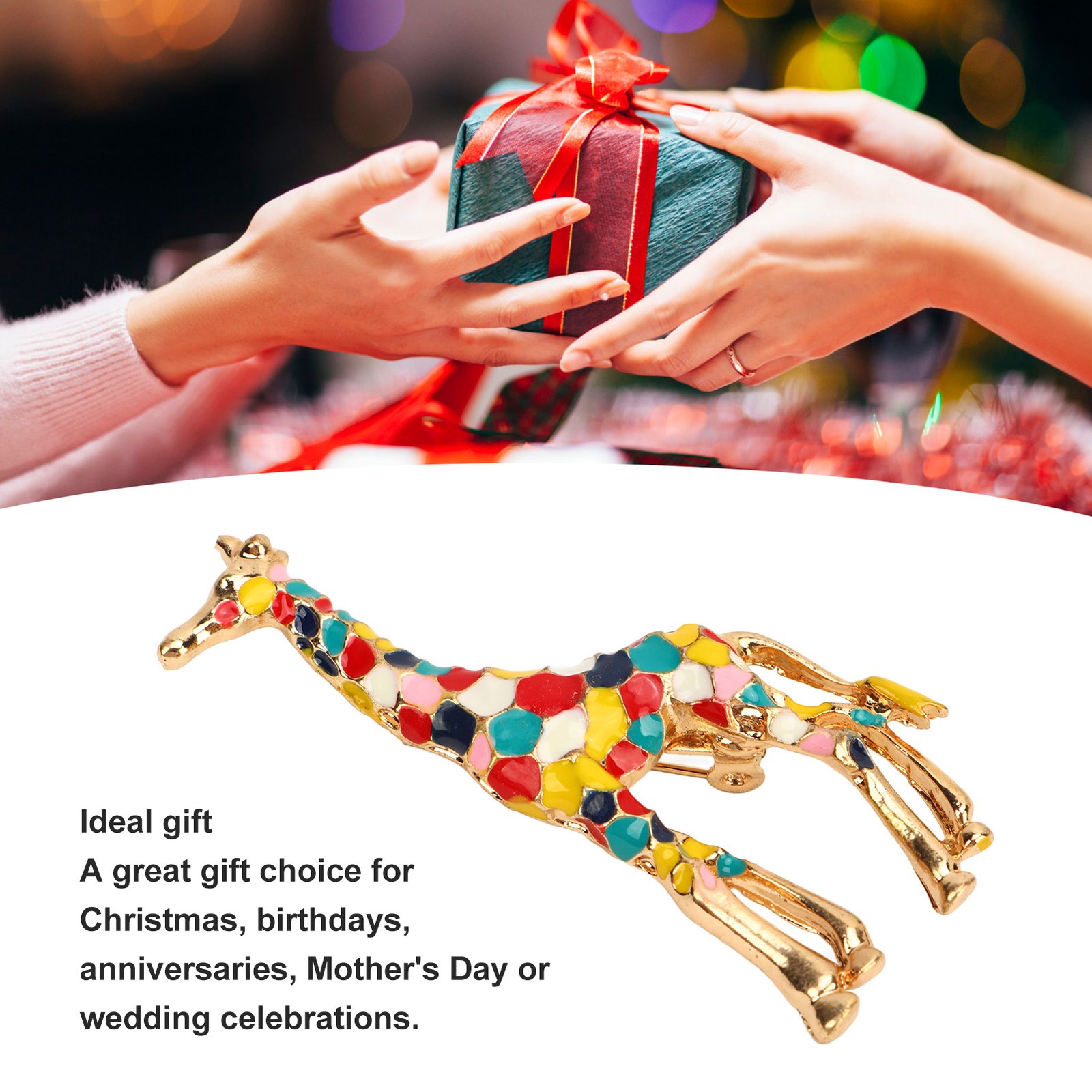 4Pcs Cartoon Giraffe Brooch Exquisite Colorful Elegant Aluminum Alloy Fashion