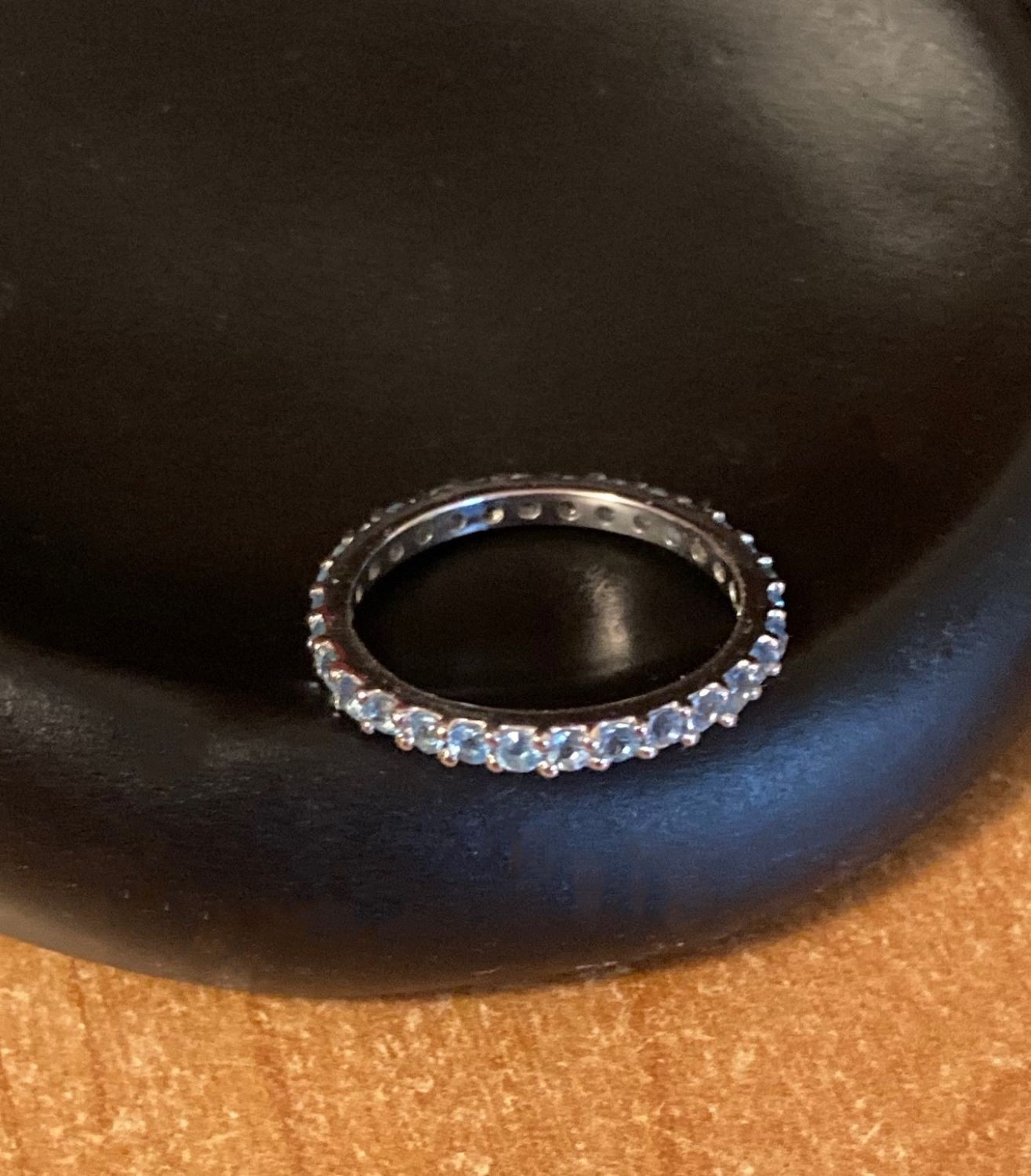SWISS BLUE TOPAZ 1.10CTS STER SILVER ETERNITY STACKING RING 2 AVAILABLE SZ 7.5