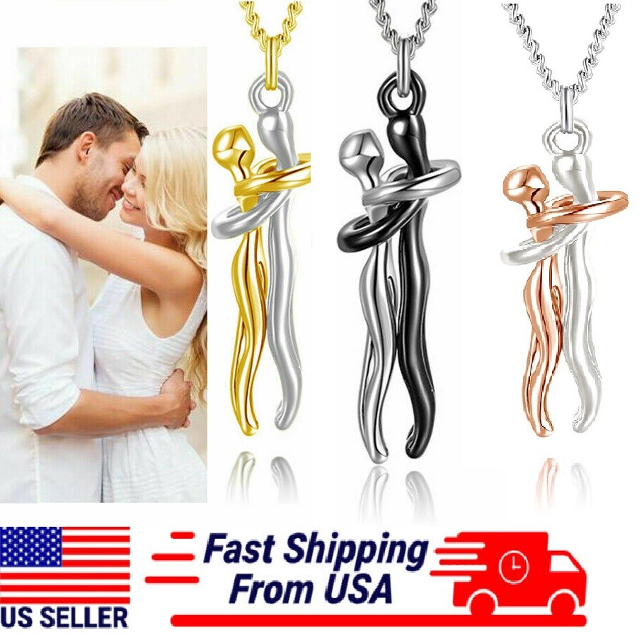 Affectionate Hug Couples Necklace Valentine’s Day Embrace Chain Unisex Jewelry