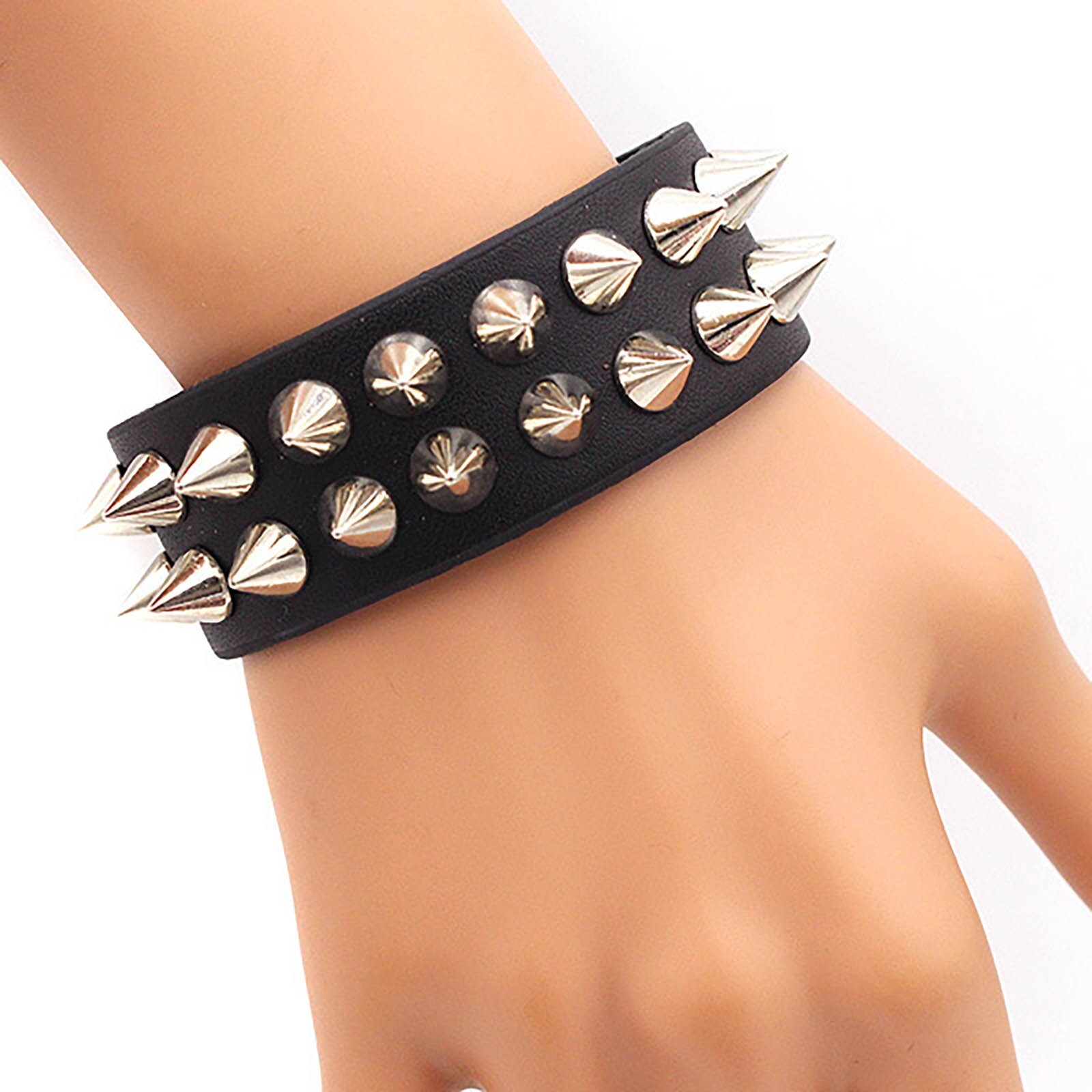 Unisex Adults Wristband Sexy Rock Cuff Durable Bracelet Button Closure Vintage