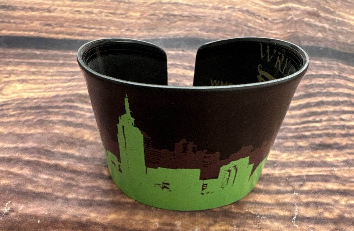 Wrecords by Monkey Vinyl Record Cuff Bracelet Black Brown and Green