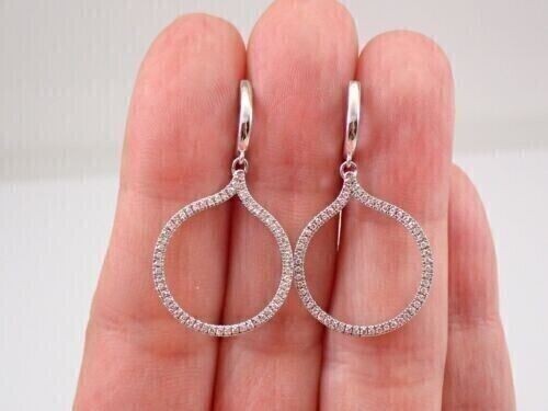 3Ct Round Lab-Created Diamond 14k White Gold Finish Halo Drop Dangle Earrings