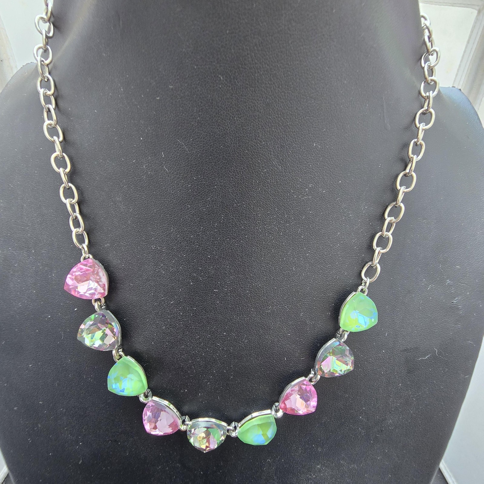 Multicolor Statement Necklace Womens Crystal Rhinestone Silver Fashion