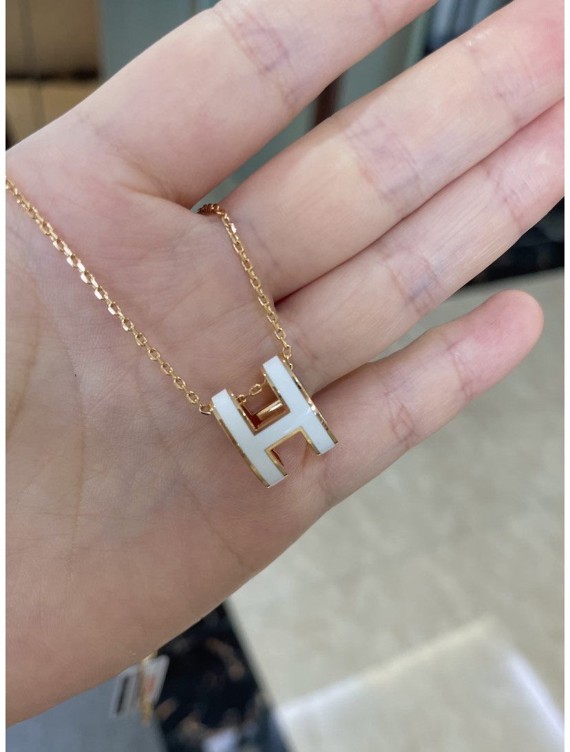 Unbranded H Pop Necklace Stainless Steel White Enamel
