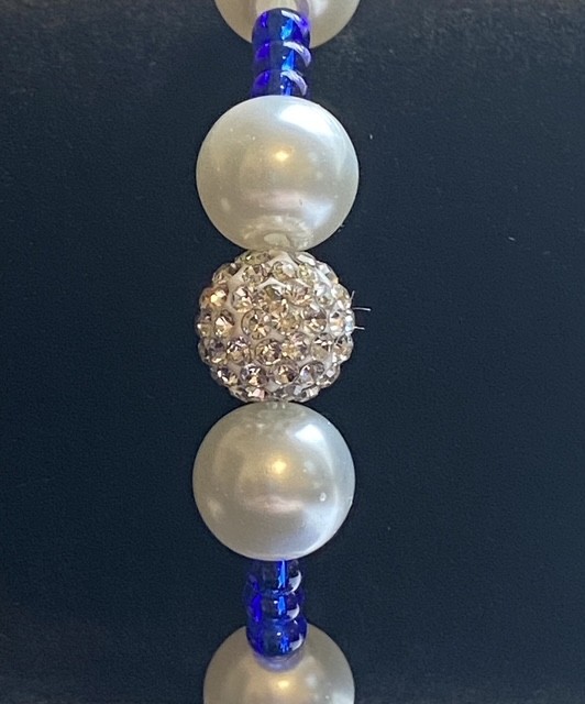 Handmade Stars & Stripes Glass Pearl Stretch Bracelet – Beaded Bracelet