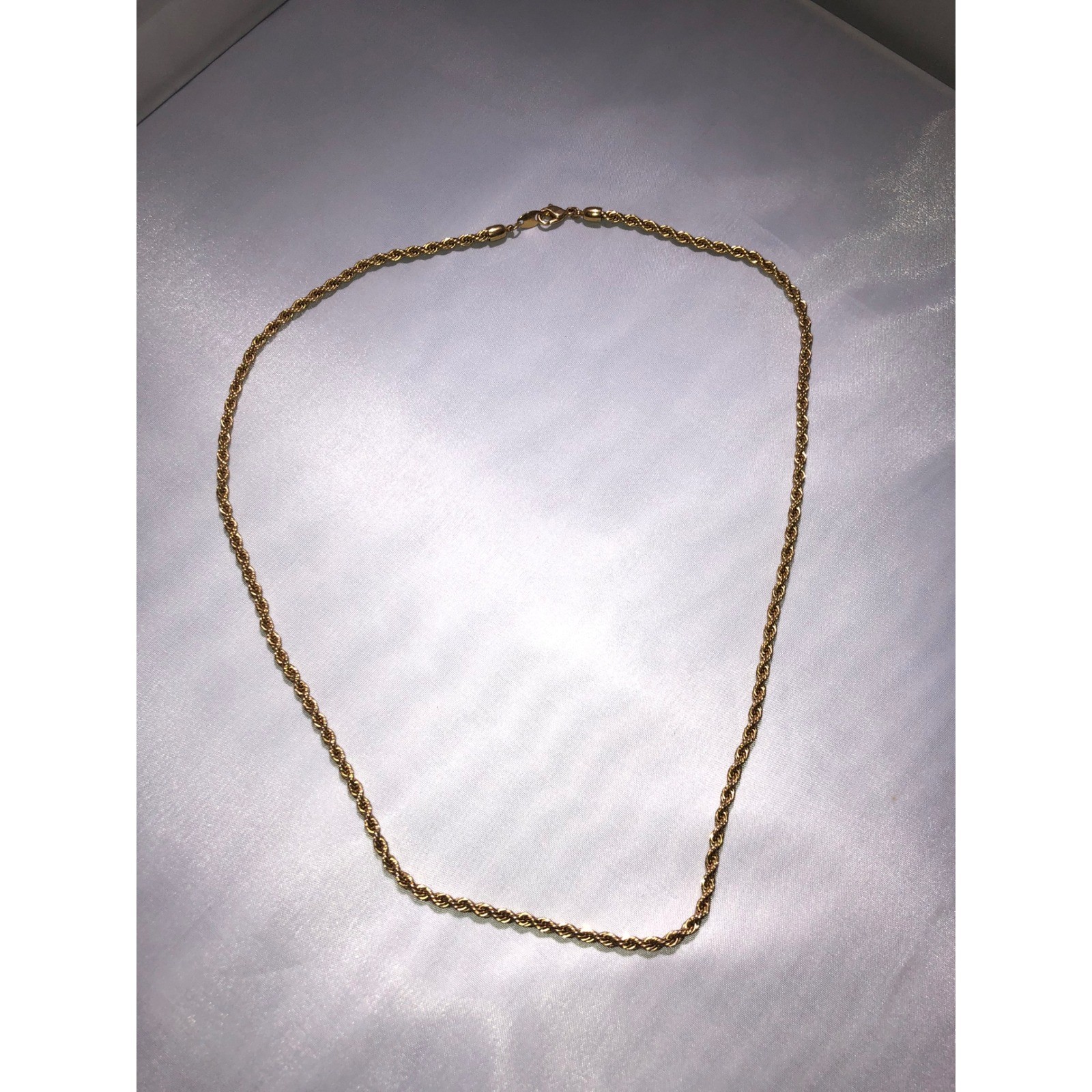Vintage Gold Tone Rope Chain Necklace 20 Inch Twisted Link Jewelry