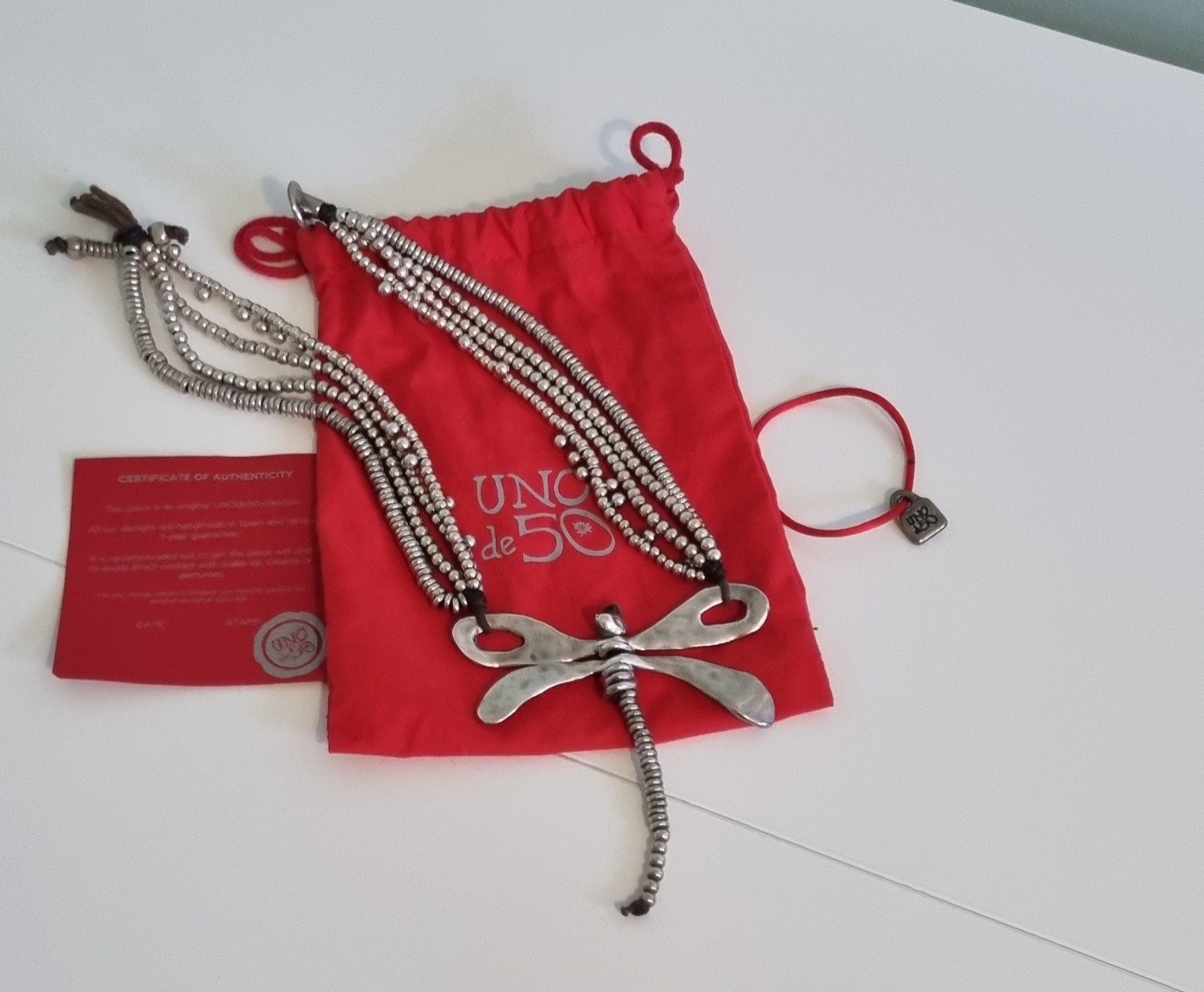 UNOde50 Silver Beaded Dragonfly Necklace