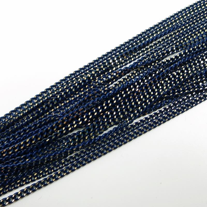 NWT Amy Kahn Russell Enameled Liquid Chain 35″ Long Necklace in Navy Versatile!