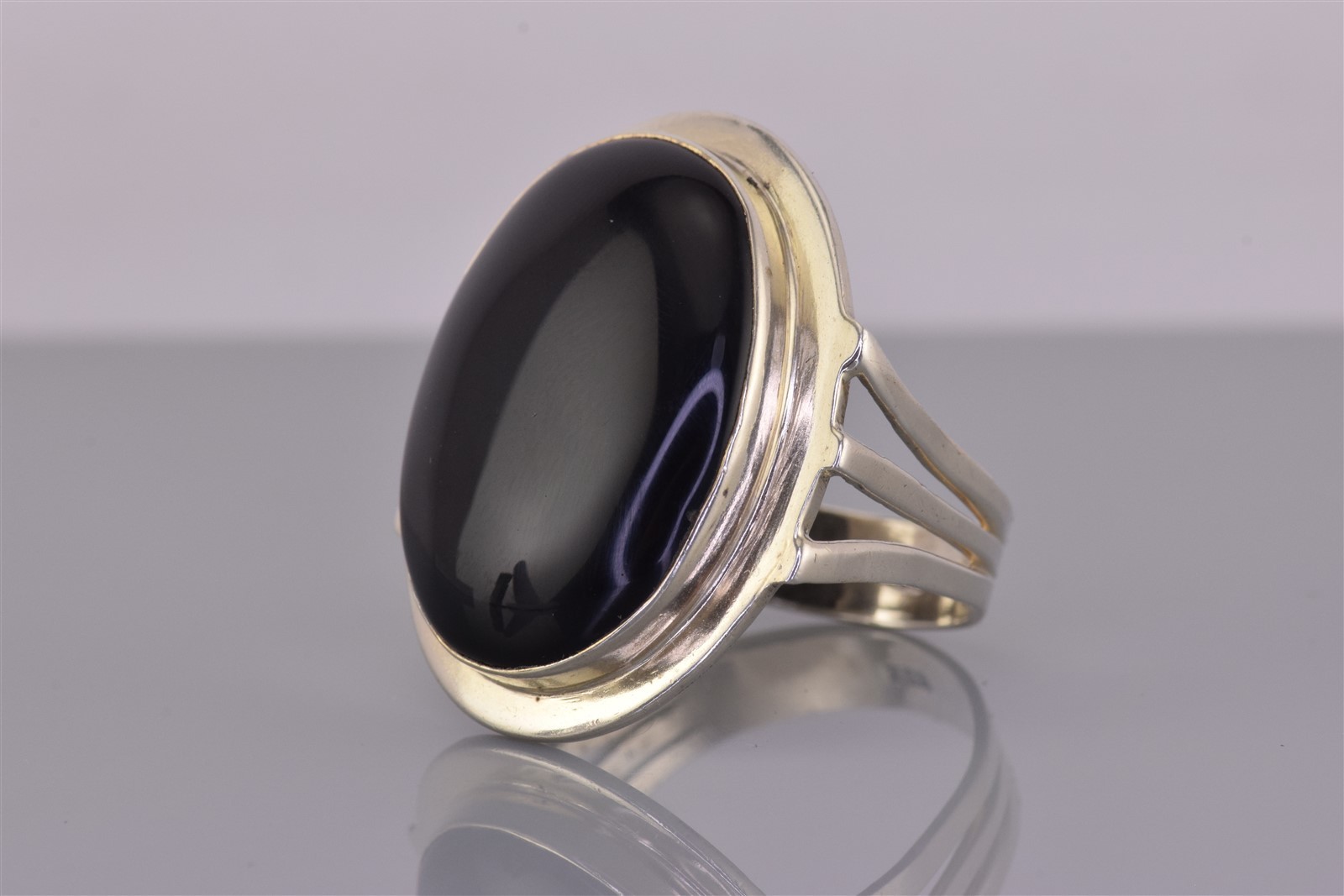 Sterling Silver 33mm Framed Onyx Statement Band Ring 13g 925 Sz: 13