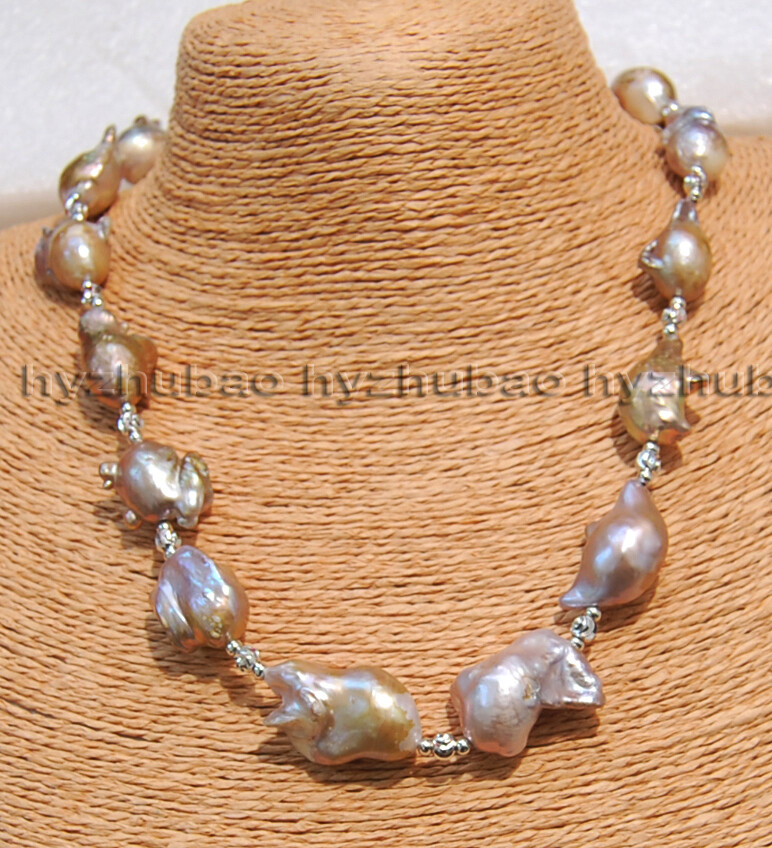 16″ 18″ 22″ 25″ Big 18-25mm Natural South Sea Purple Baroque Pearl Necklace AAA+