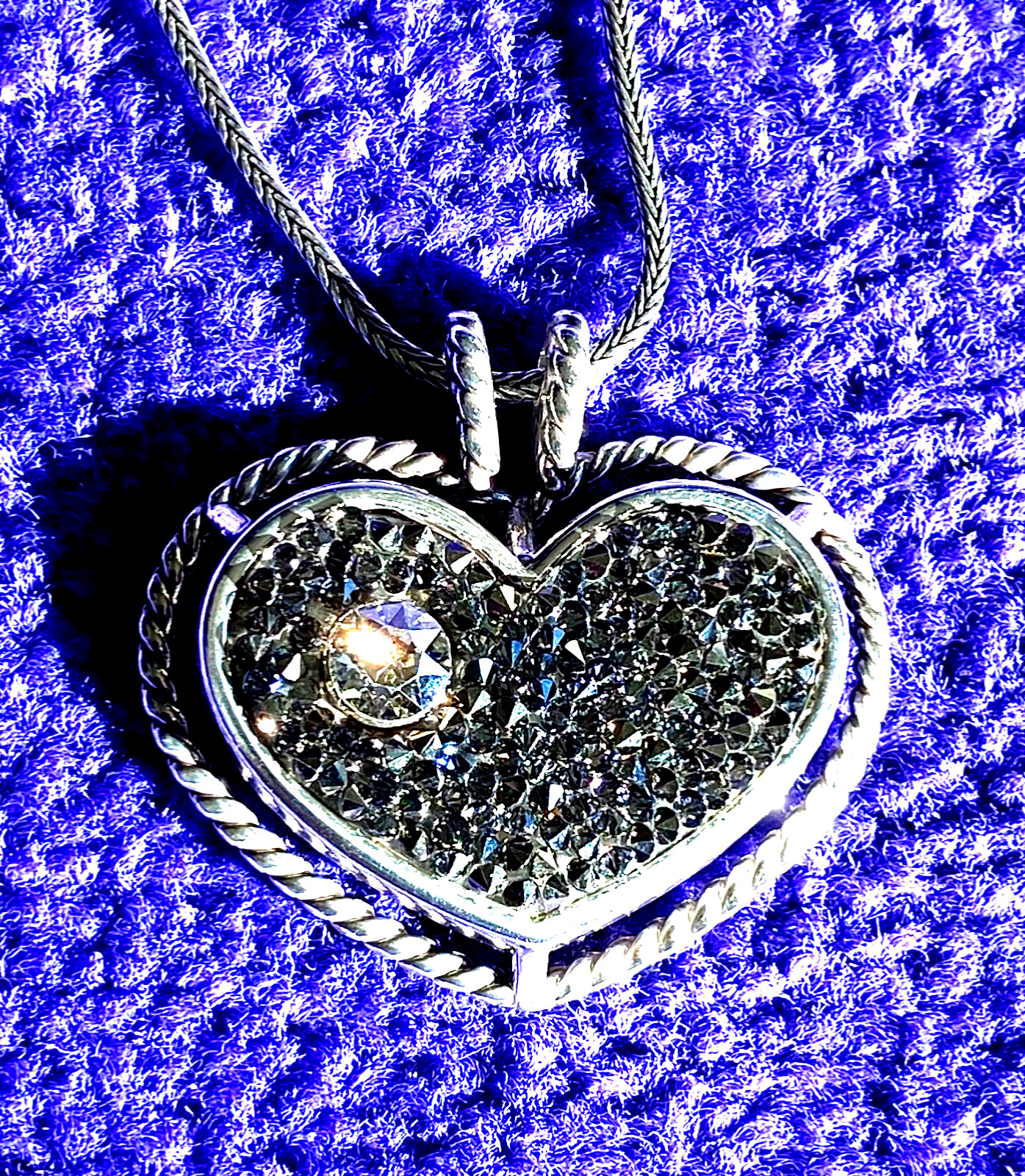BRIGHTON CRYSTAL ROCKS SLVR DRUSY QUARTZ+SWAROVSKI CRYS HEART MESSAGE NECKLC✨VTG
