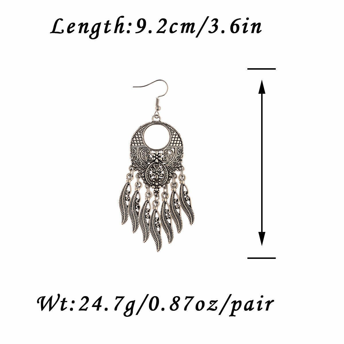 Boho 925 Sterling Silver Vintage Style Tibetan Tibet Dangle Drop Hook Earrings