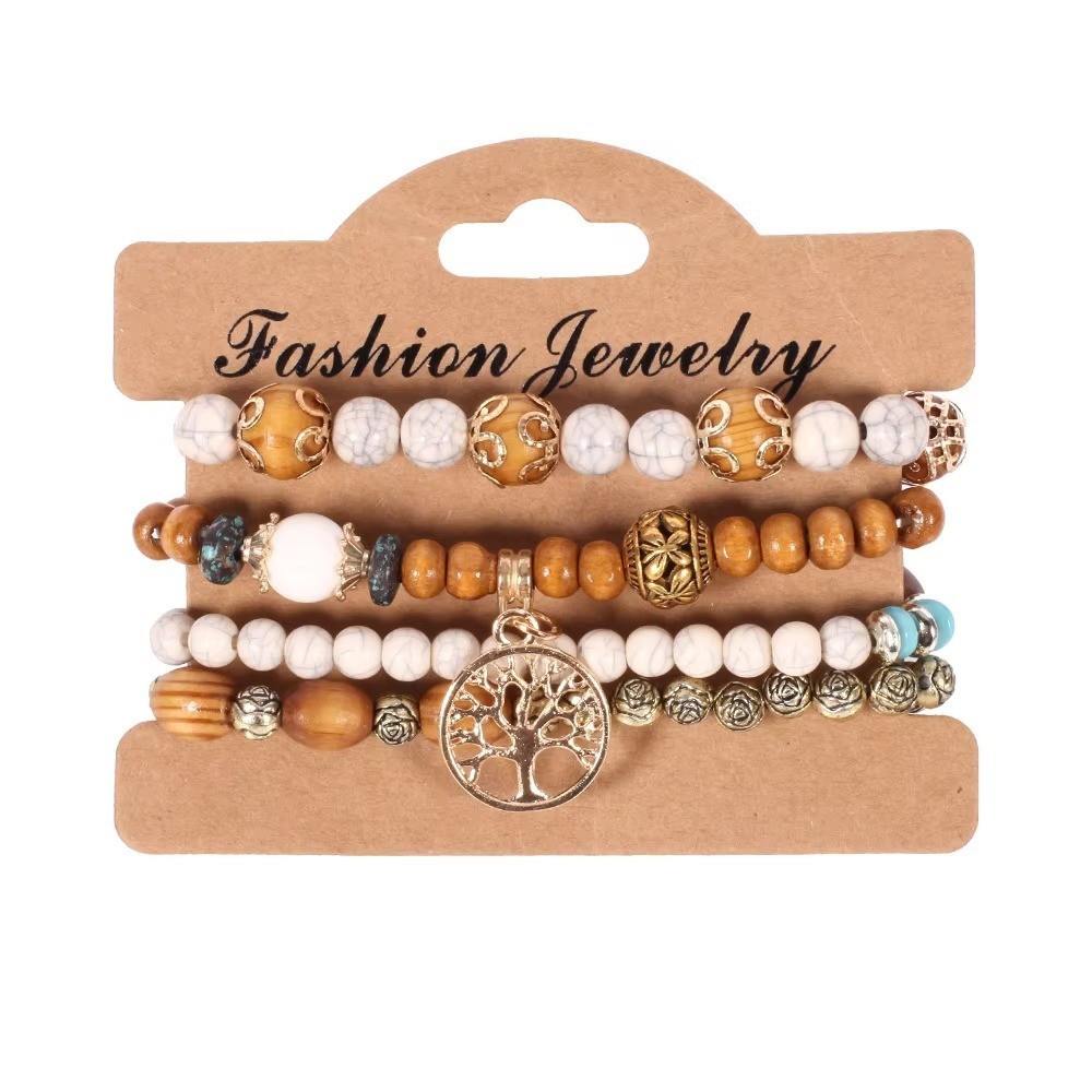 Boho Crystal Beaded Bracelet Set Colorful Stackable Bracelets Women Girls