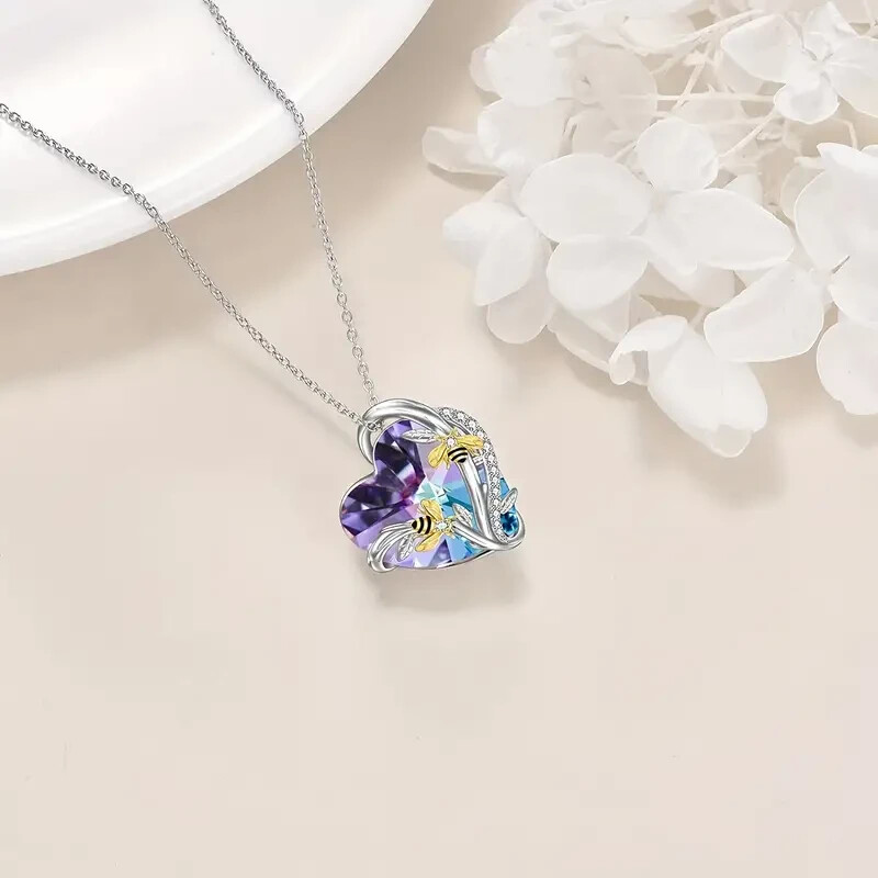 Rainbow Mystical Fire Topaz 925 Sterling Silver Charm Honey Bee Pendant Necklace