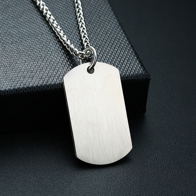 Medical Alert ID Necklace Pendant Stainless Steel Dog Tag Custom Engrave Laser