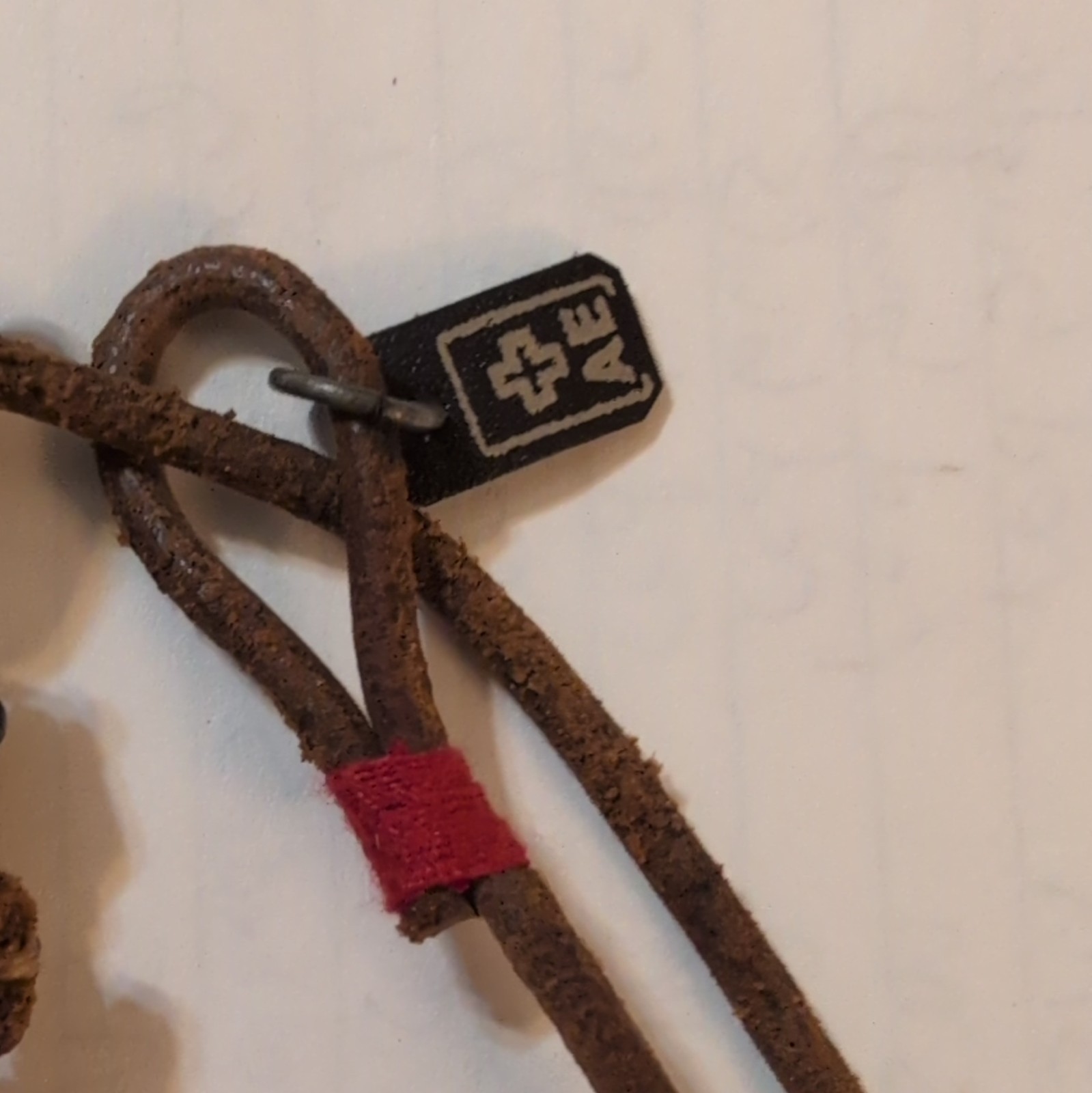AE Two Brown And Black Leather Cord Necklace Cross Charm Pendant Tie Closure