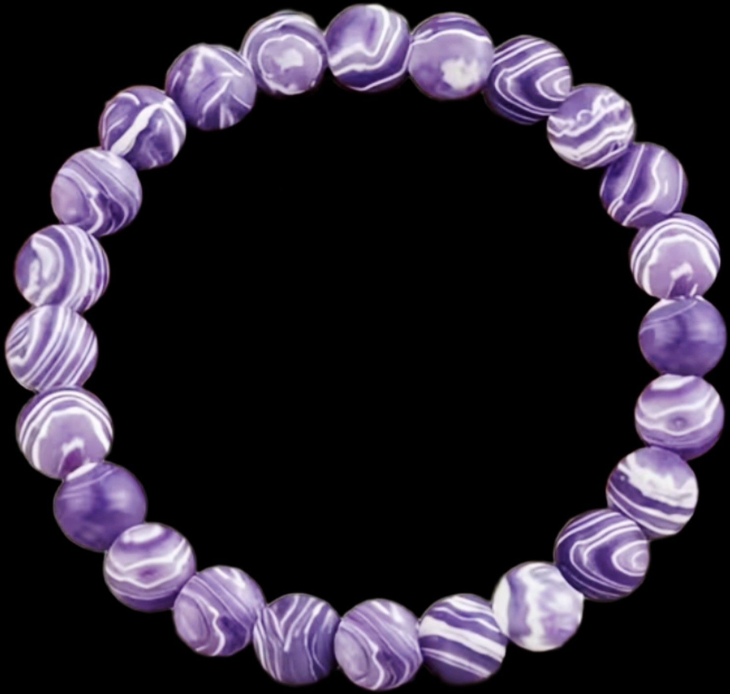 Natural Amethyst Gemstone Ball Elastic – 8mm Elastic Stretch Purple Stone