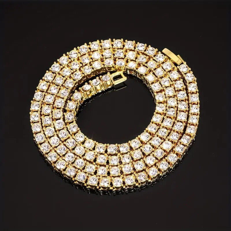 Hip Hop Iced 4.5mm 16″ 18″ 20″ 24″ 1 Row Cubic Zirconia Tennis Chain Necklace