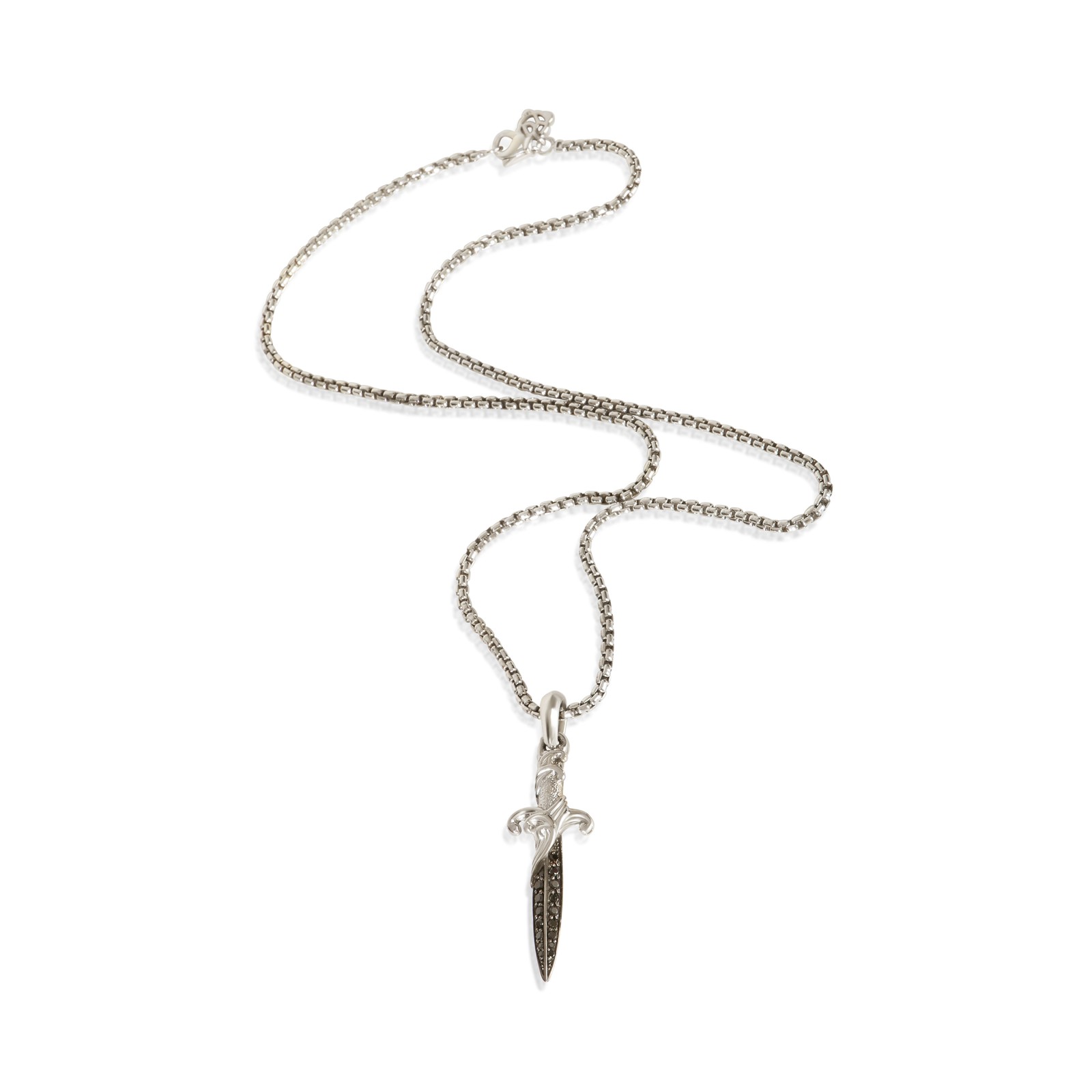 David Yurman Sterling Silver Diamond Waves Dagger Pendant