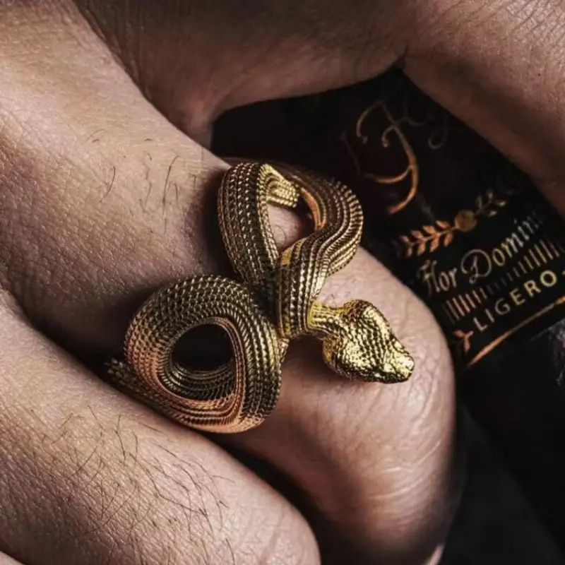 Snake Python Open Ring Jewelry Predator Animal Reptile Adjustable Resizable