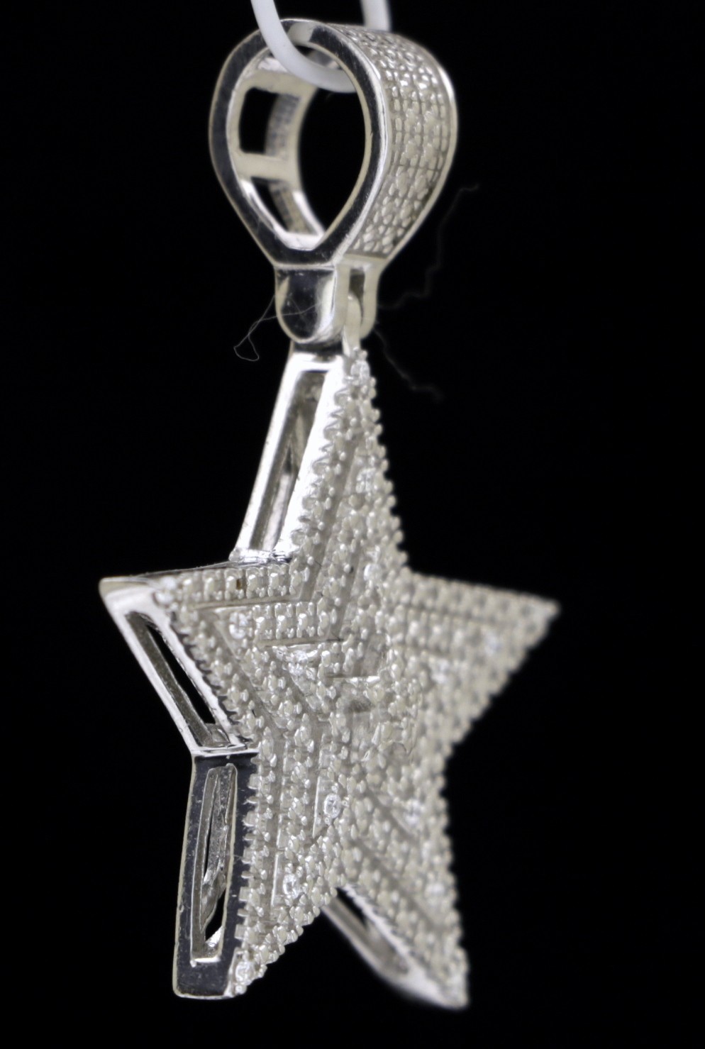 925 Ster. Silver STAR Pendant + CZ 30 x 22 mm 2.8 gr #1492