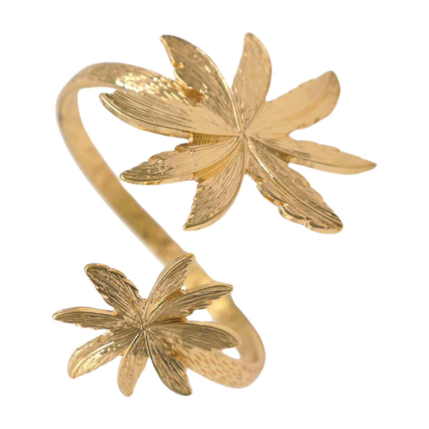 Women Wrist / Arm Cuff Bracelet Gold Metal Flowers Wrap Around Cute Accessory