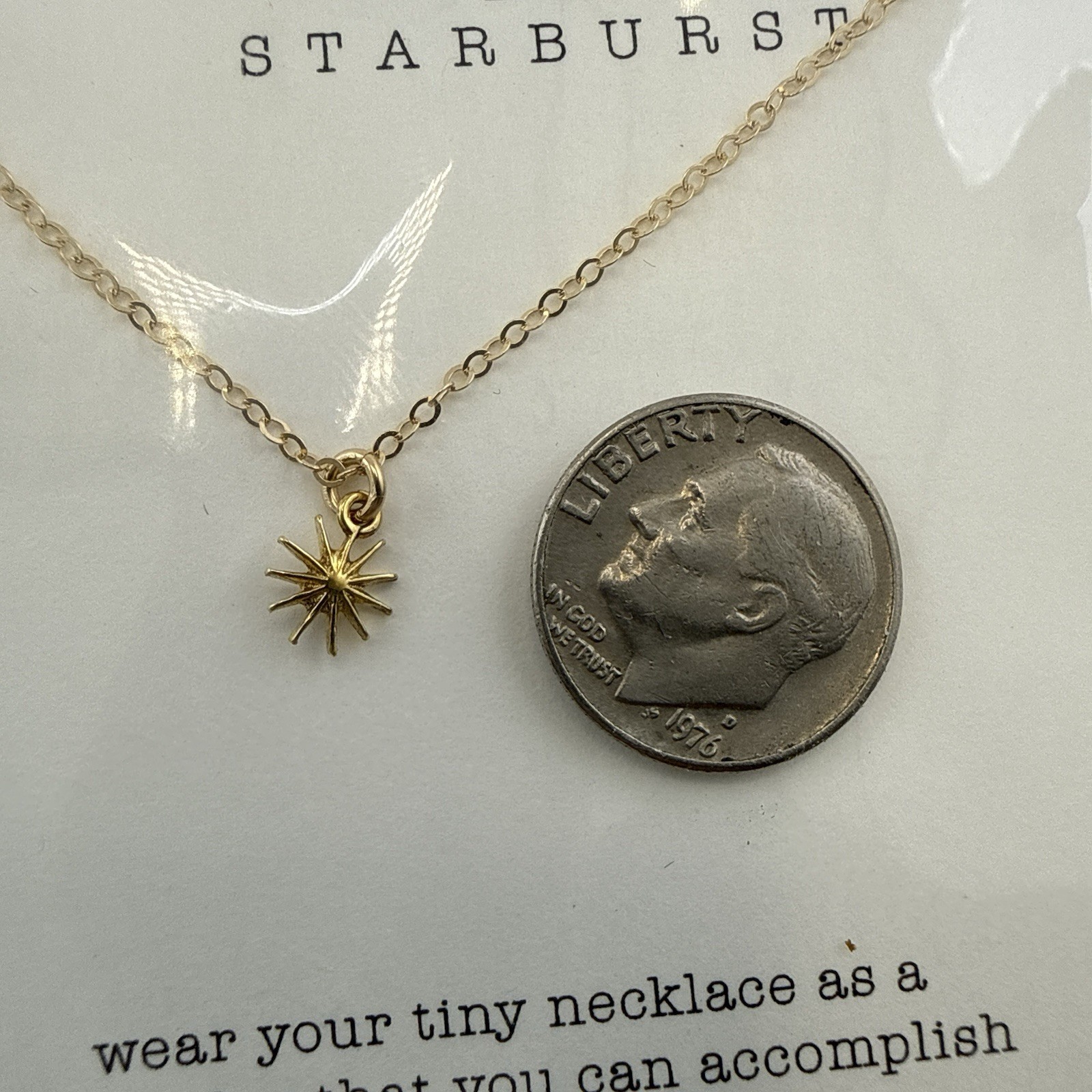 Dogeared Necklace Starburst 14K YGP over Sterling Silver Dainty Celestial NEW