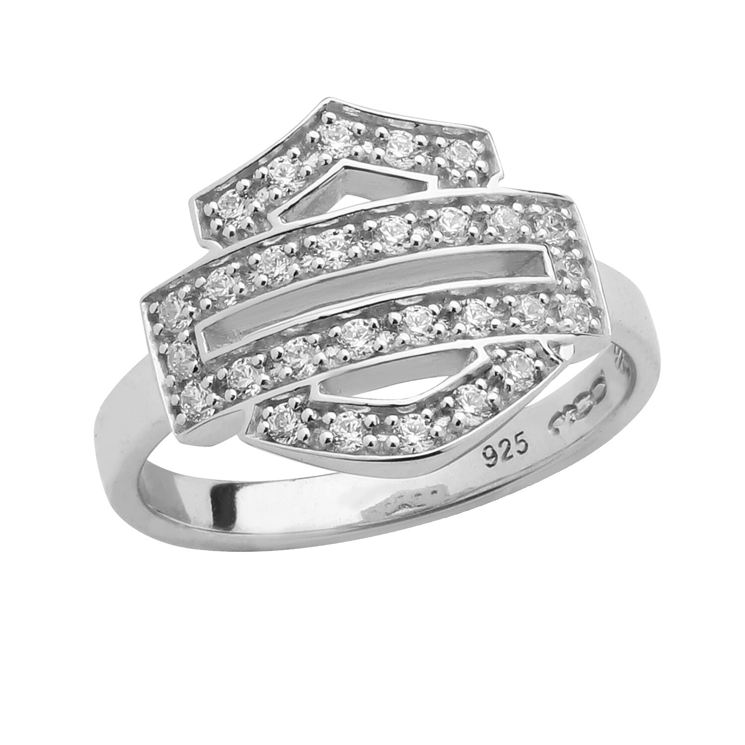 Ladies Bling Harley-Davidson ® Bar Shield Ring Sterling Silver 223 / HDR0378