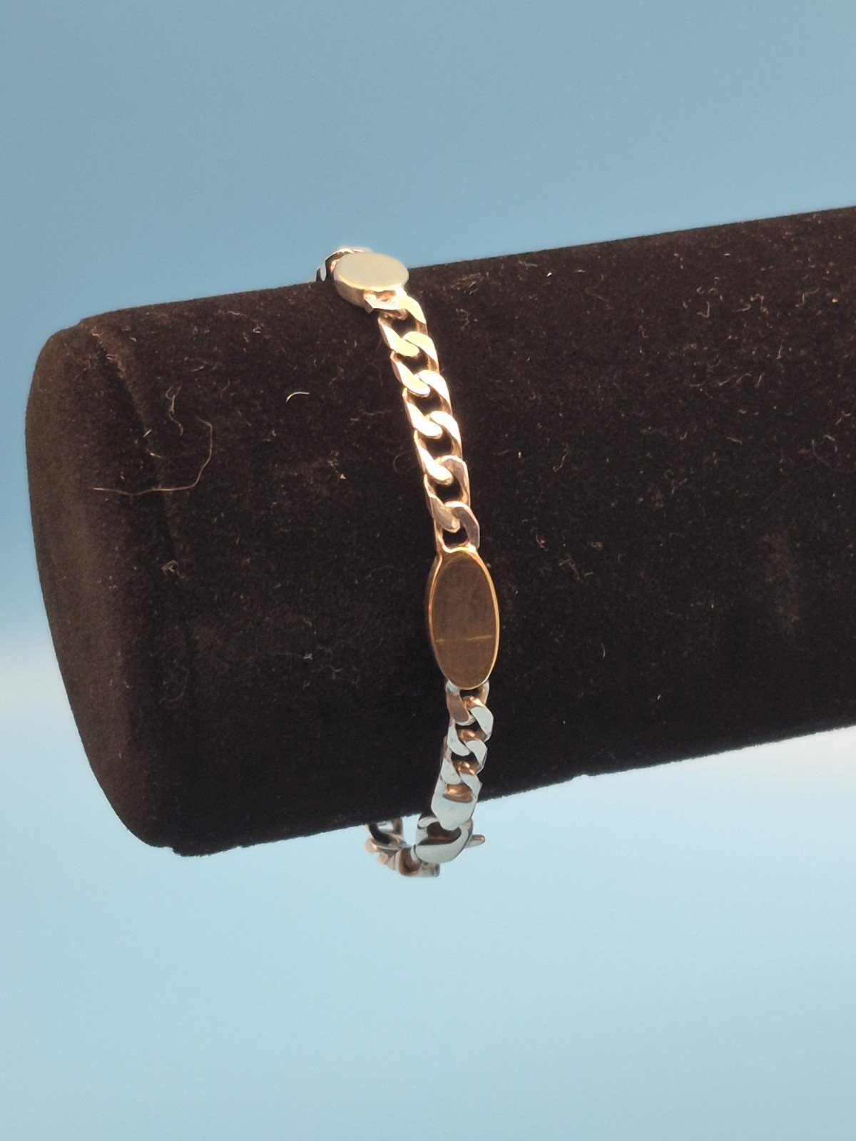 Paracci Two Tone Curb Link Bracelet .925 Sterling Silver And 18kt Yellow Gold