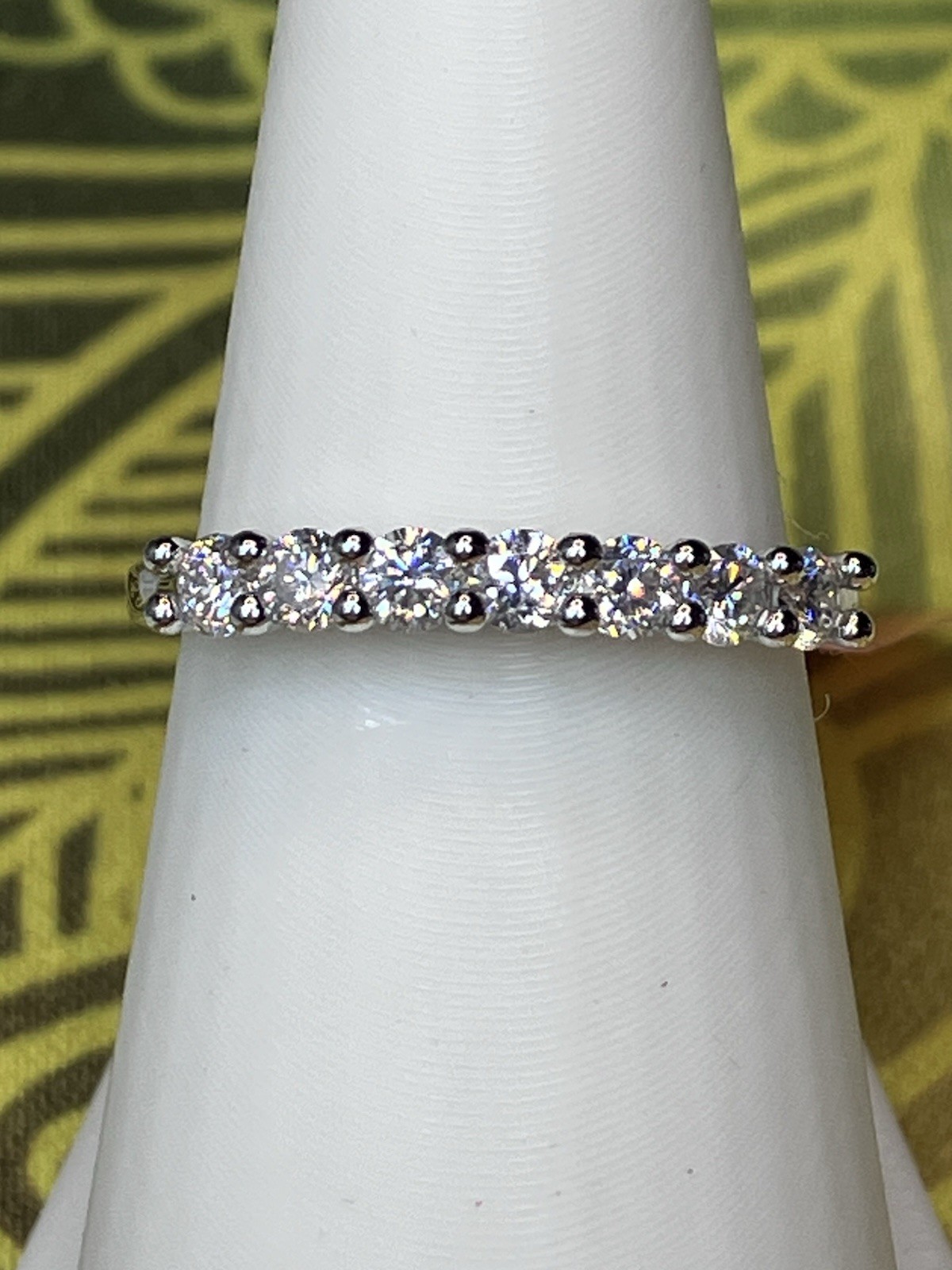 VVS1 Moissanite 1ctw Half Eternity 925 Sterling Silver Band Ring Sz 9