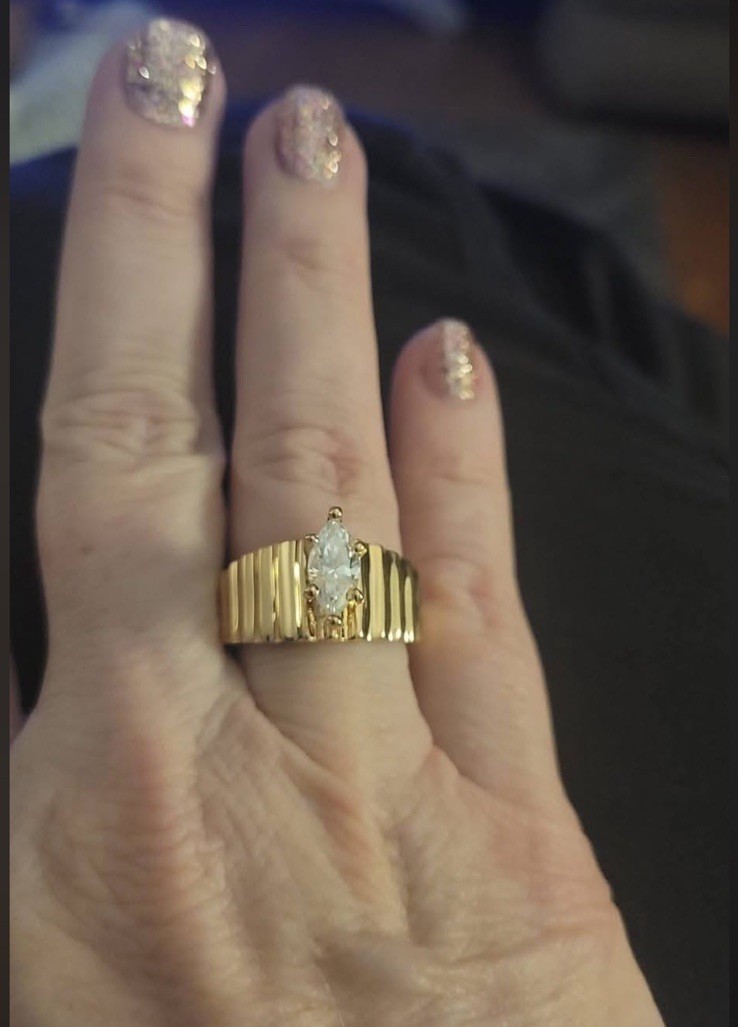 PARKLANE VINTAGE JEWELRY RING CUBIC ZERCONIA, SZ 8 MARQUISE, NEW ORIGINAL BOX