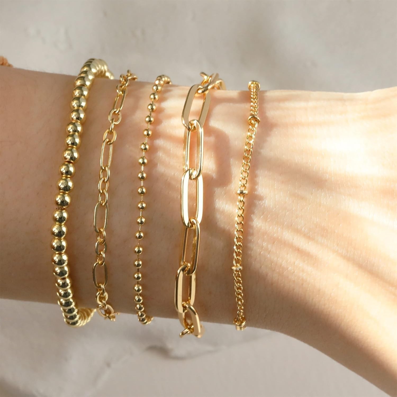 Waterproof Gold Plated Bracelets Set for Women Trendy, Dainty 14K Gold Jewelry F
