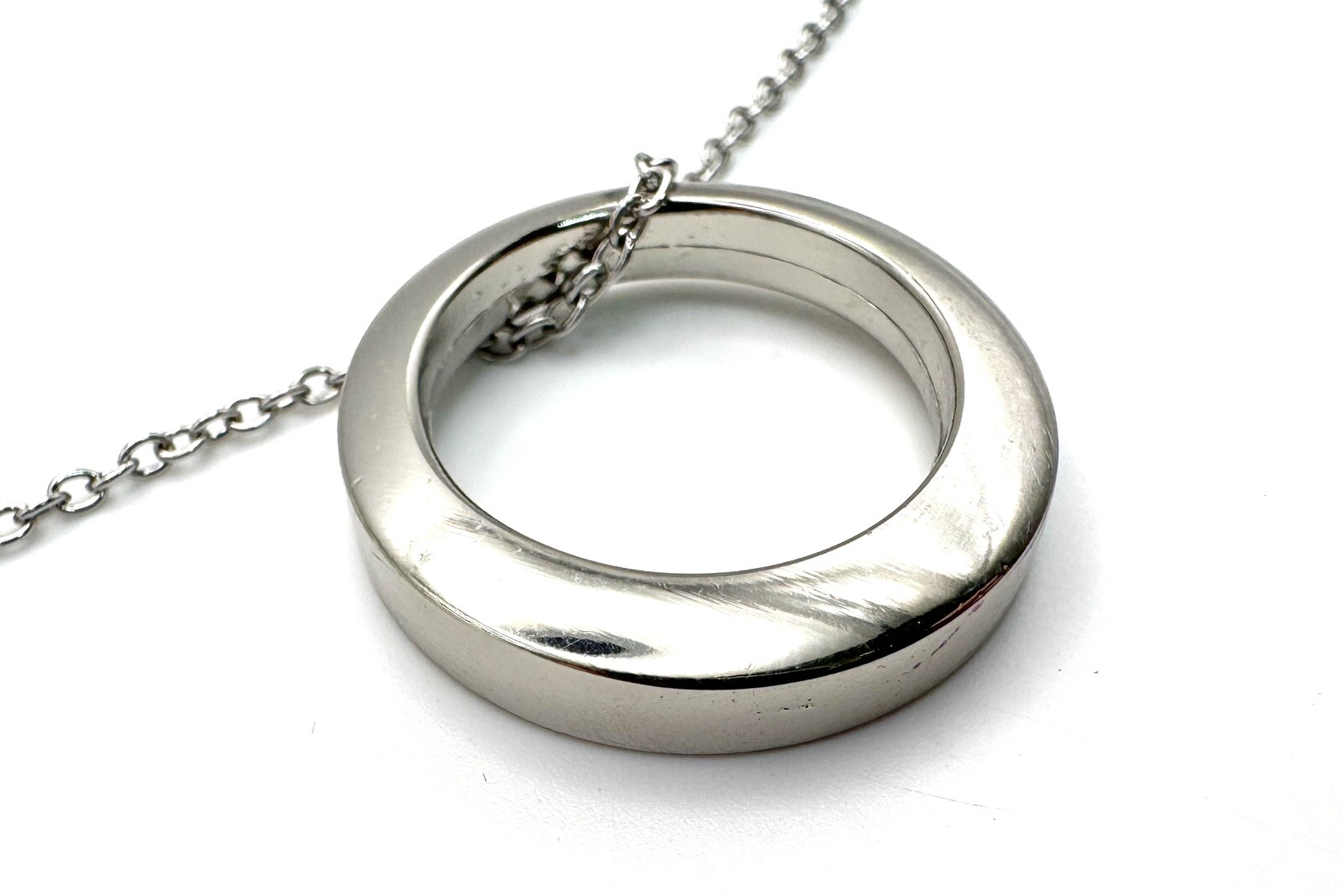 Minimalist Silver Ring Necklace 32 – 35 in